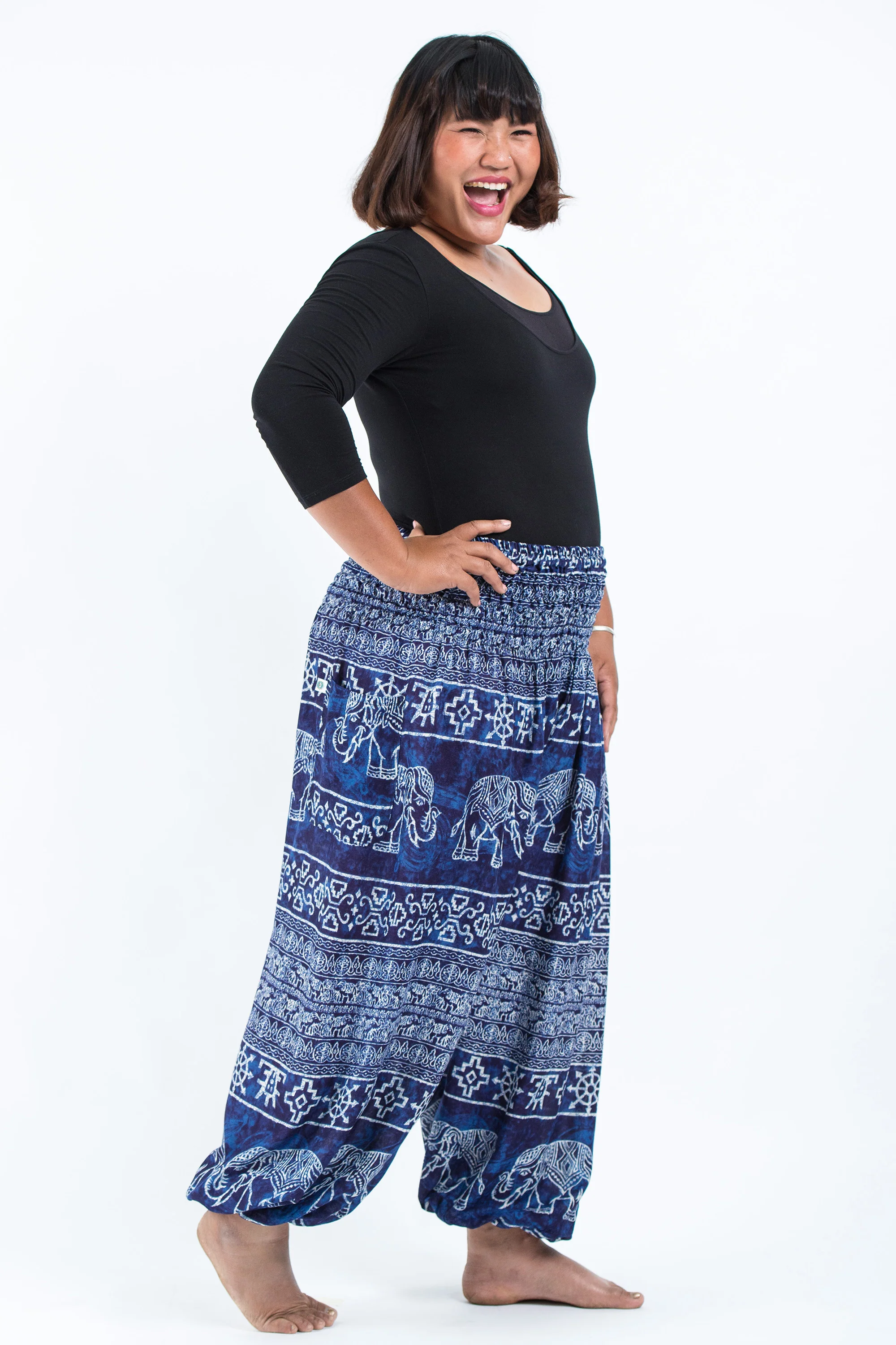 Plus Size Marble Elephant Women's Elephant Pants in Blue - Image 3