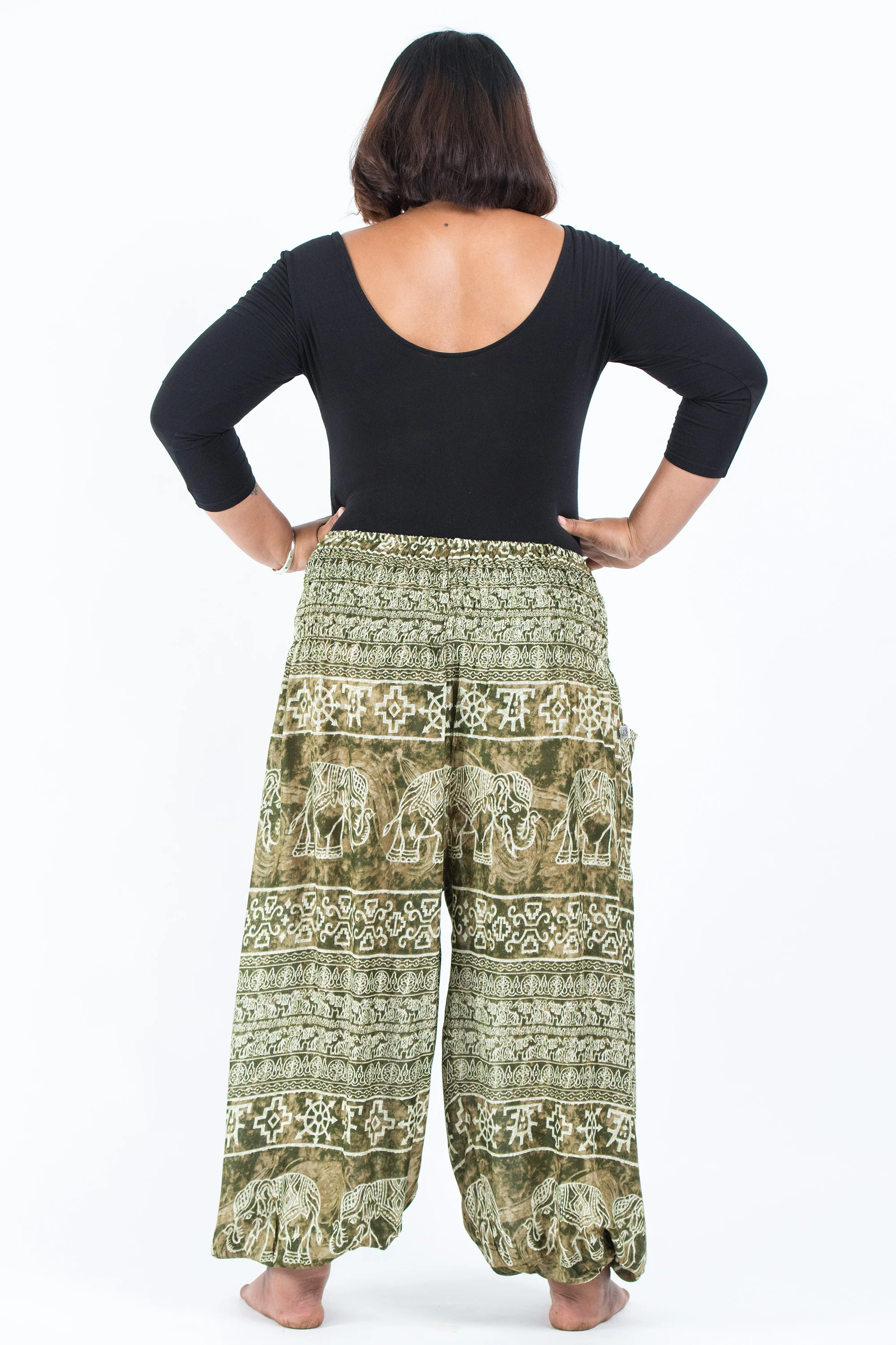 Plus Size Marble Elephant Women's Elephant Pants in Olive - Image 5