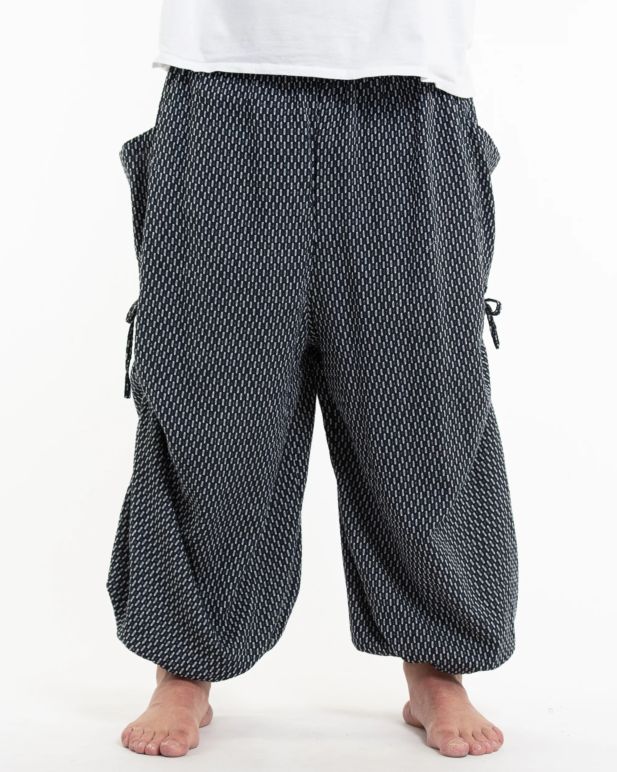 Plus Size Men's Ribbed Cotton Pants in Black - Image 2