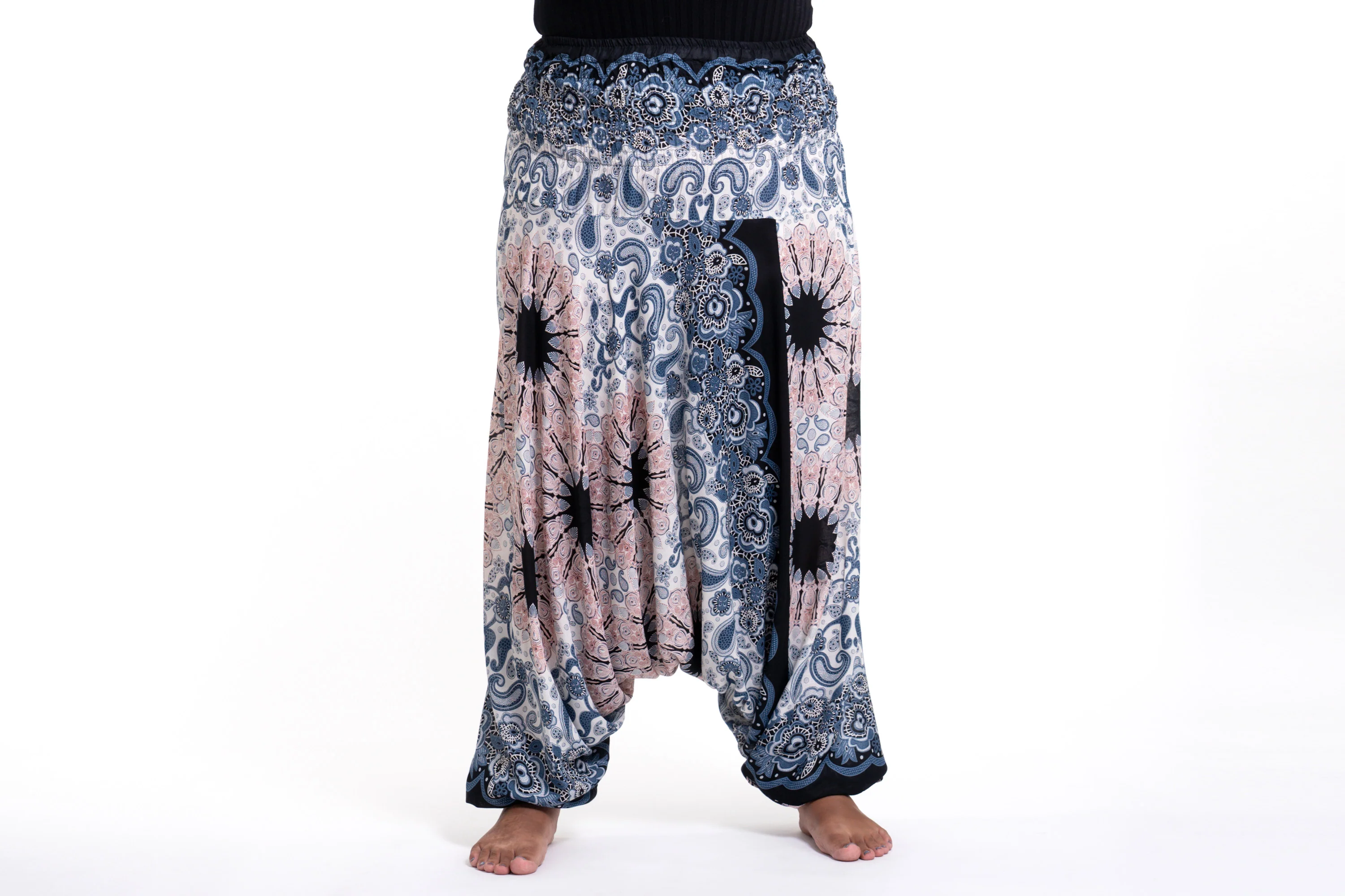 Plus Size Paisley Mandalas 2-in-1 Jumpsuit Harem Pants in Silver Gray - Image 2