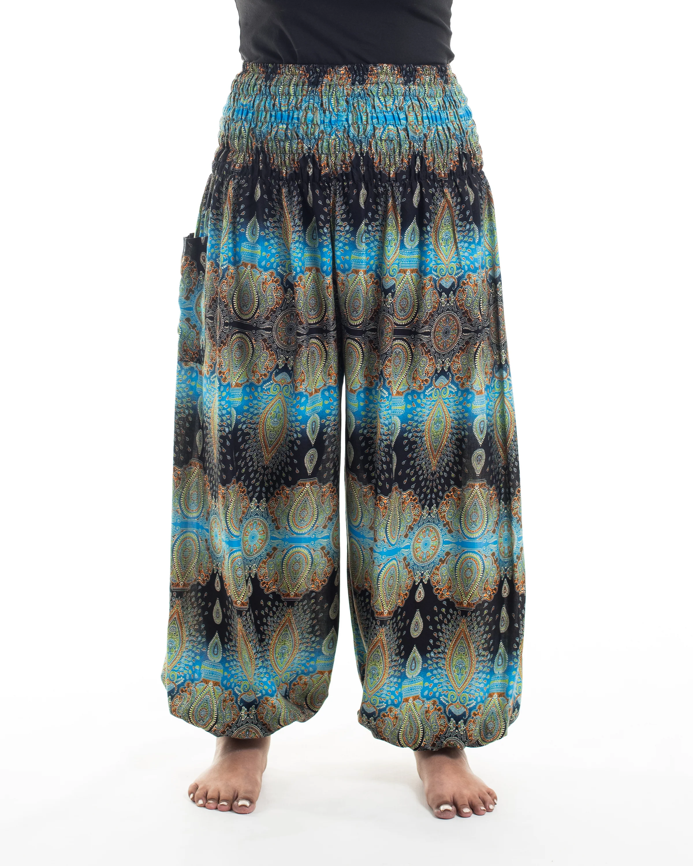 Plus Size Paisley Women's Harem Pants in Turquoise - Image 2