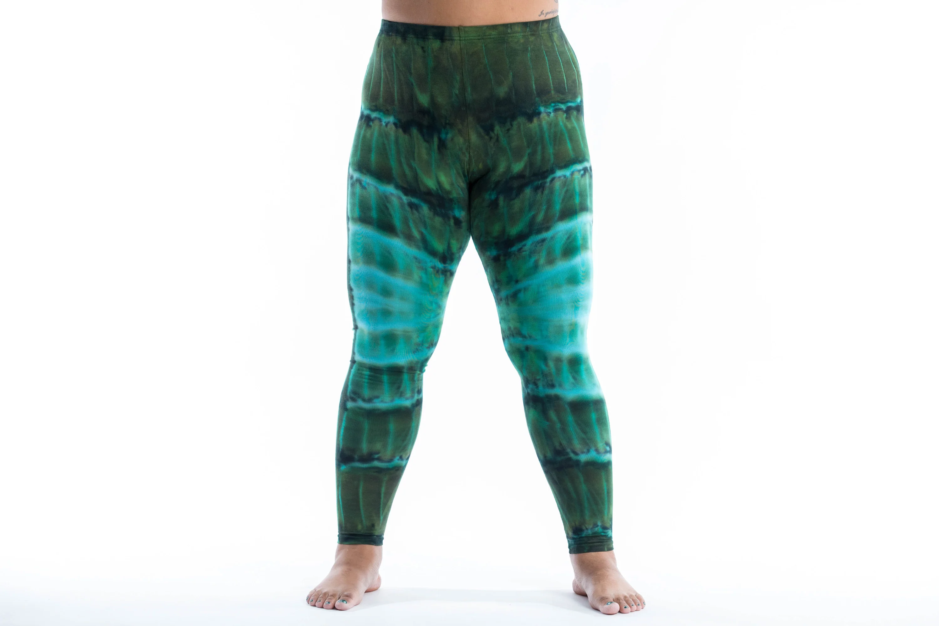 Plus Size Patch Dye Tie Dye Cotton Leggings in Turquoise - Image 2