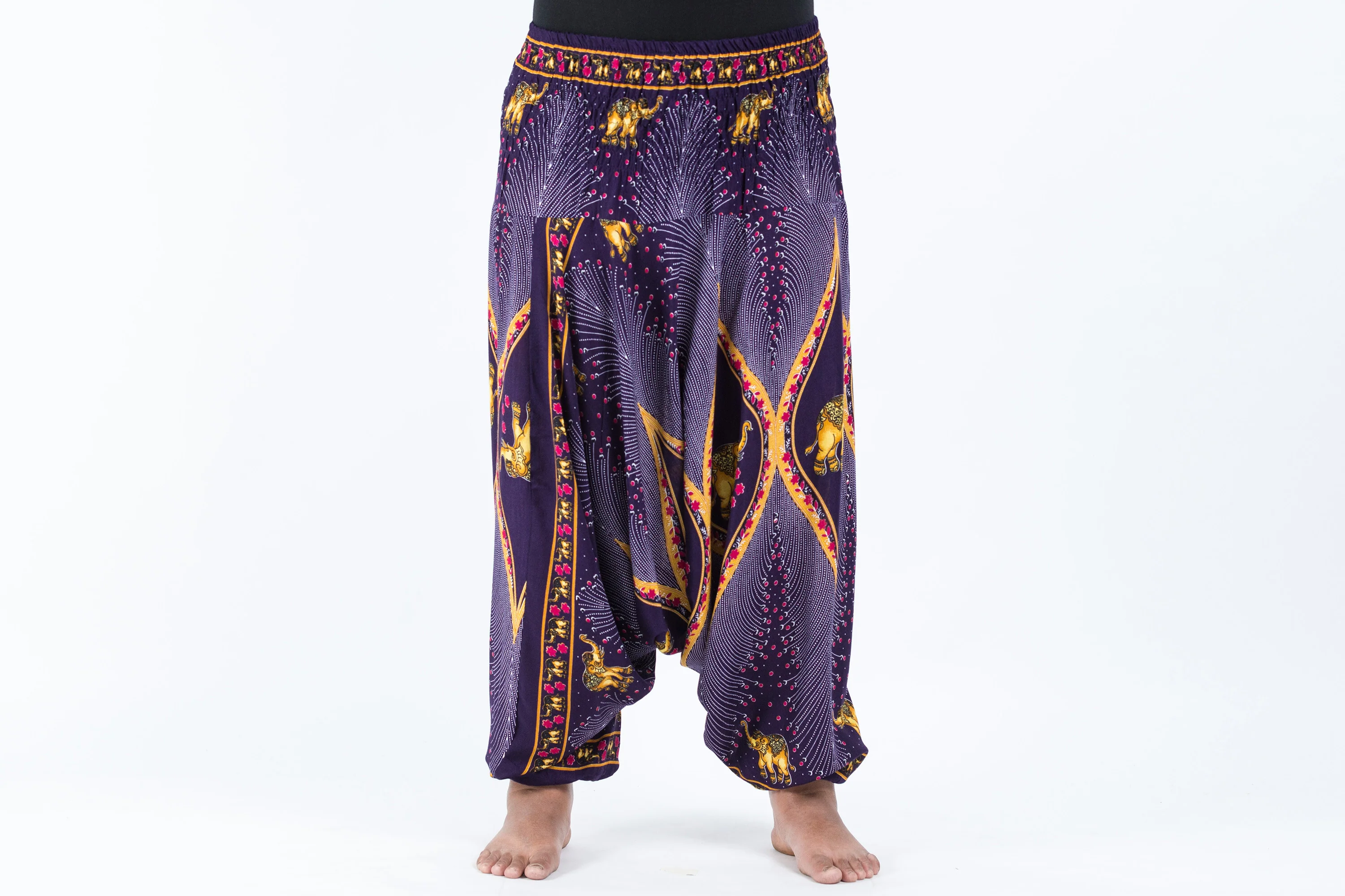 Plus Size Peacock Elephant 2-in-1 Jumpsuit Elephant Pants in Purple - Image 2