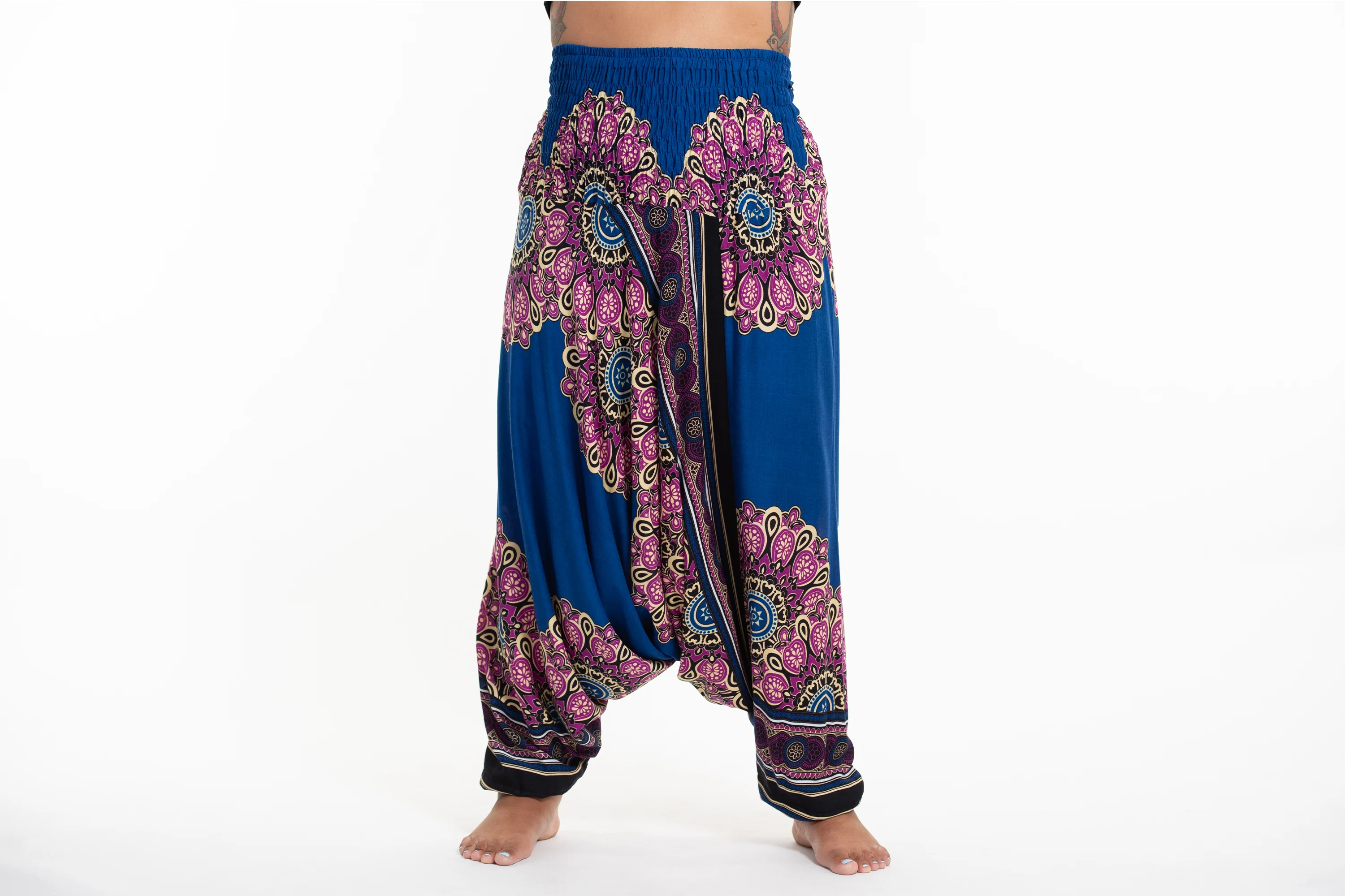 Plus Size Peony Mandalas 2-in-1 Jumpsuit Harem Pants in Blue - Image 2