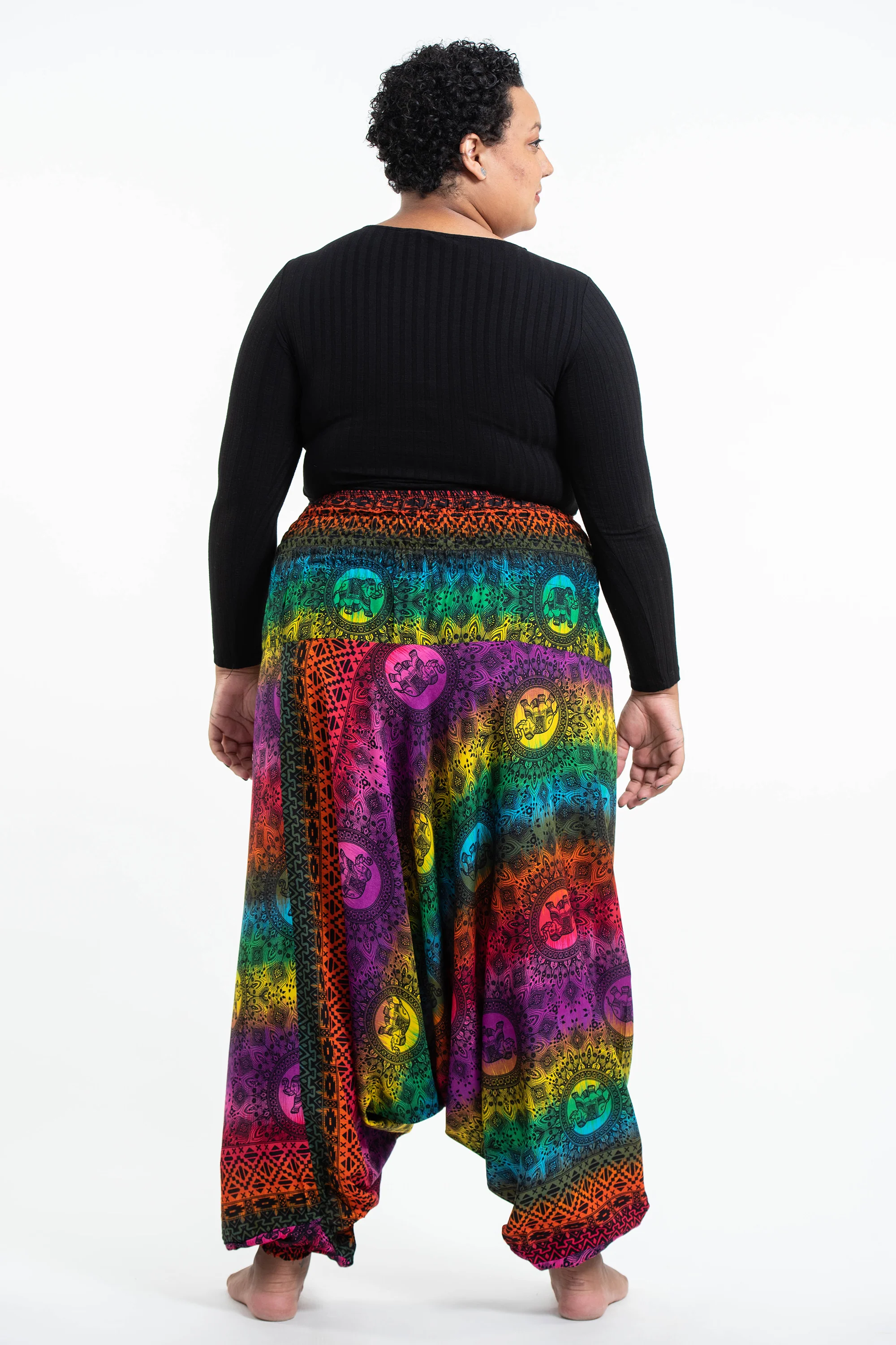 Plus Size Rainbow Elephant 2-in-1 Jumpsuit Elephant Pants in Purple - Image 4