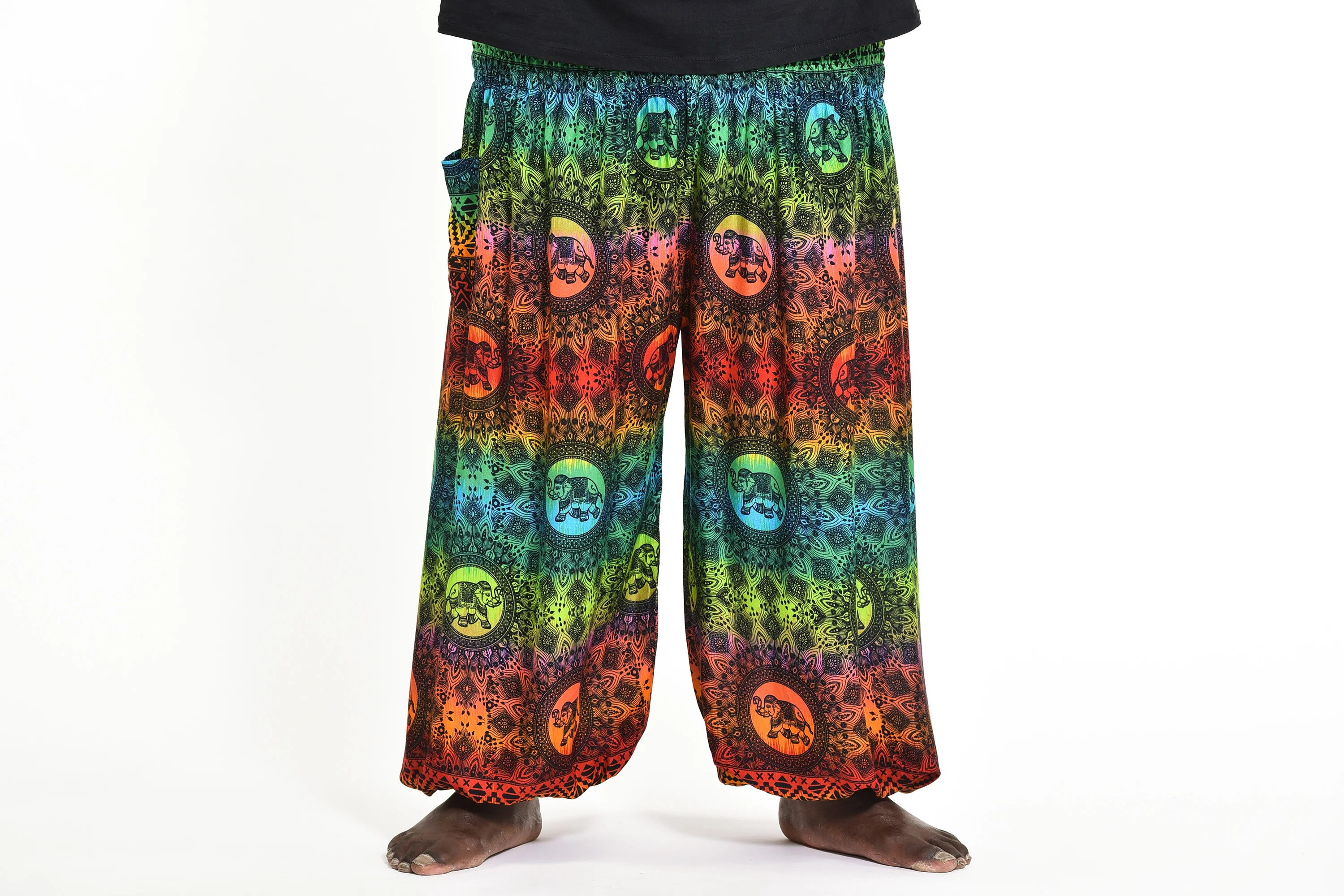 Plus Size Rainbow Elephant Men's Elephant Pants in Orange - Image 2