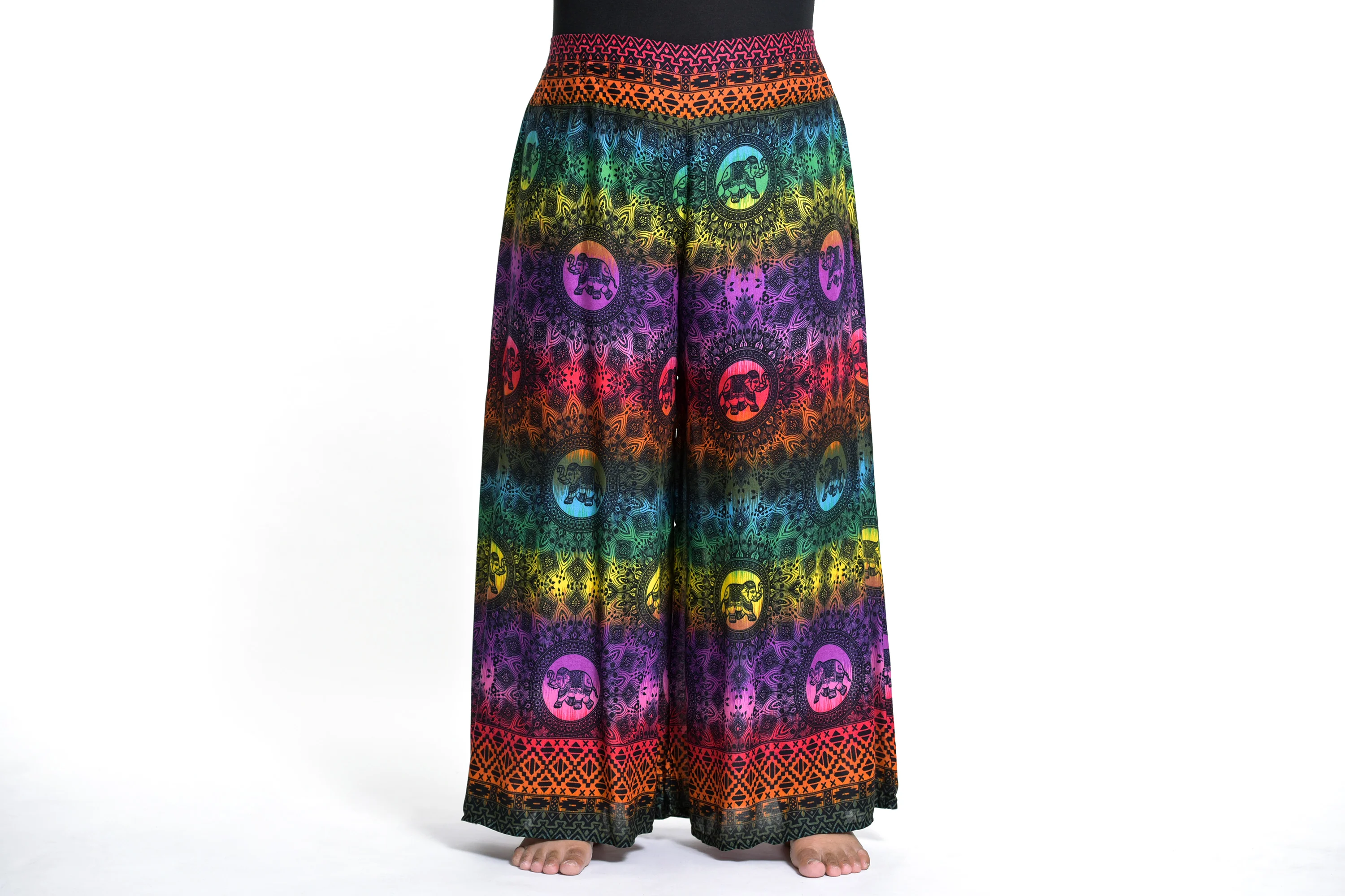 Plus Size Rainbow Elephant Palazzo Style Elephant Pants in Purple - Image 3