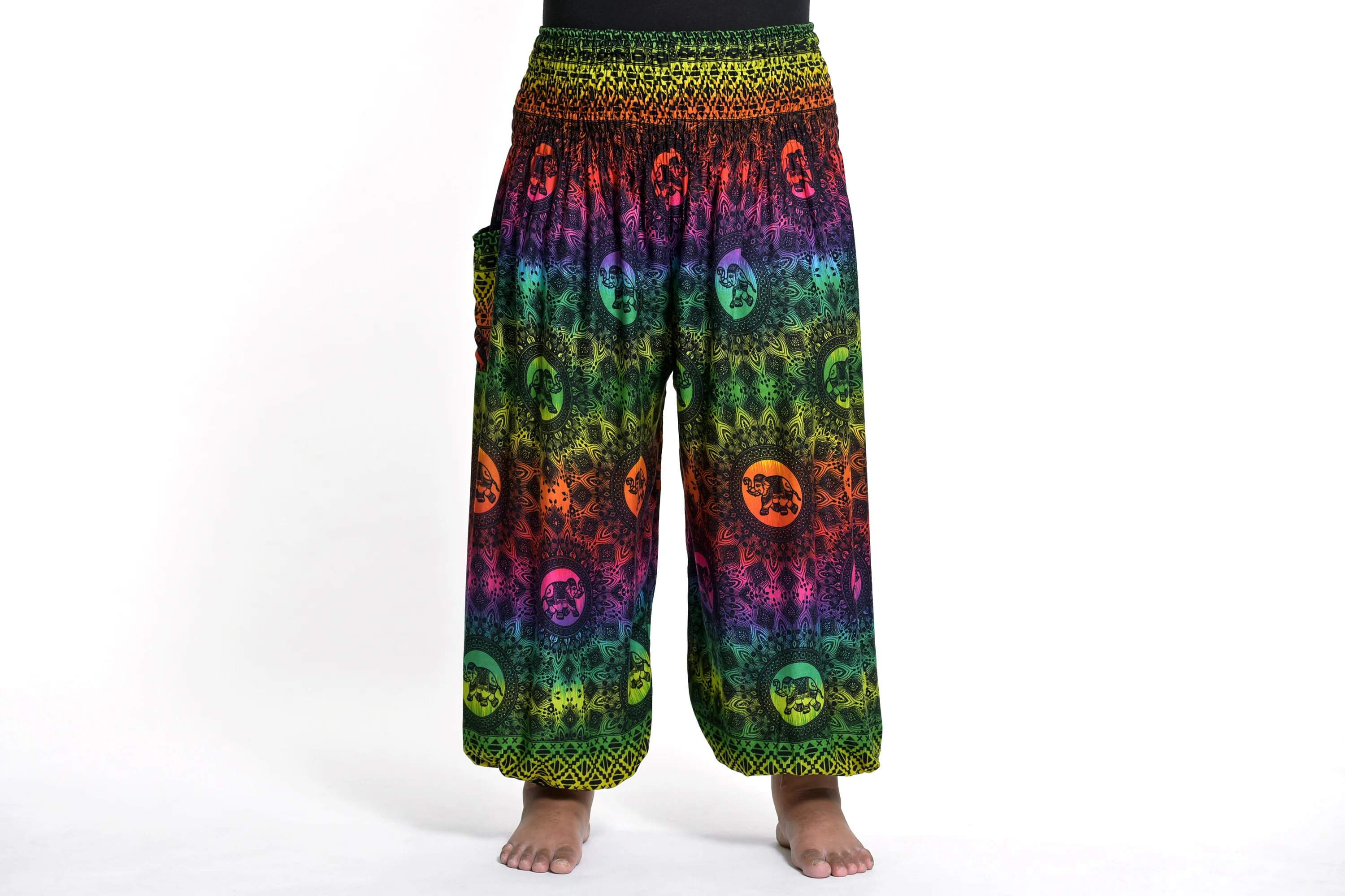 Plus Size Rainbow Elephant Women's Elephant Pants in Green - Image 5