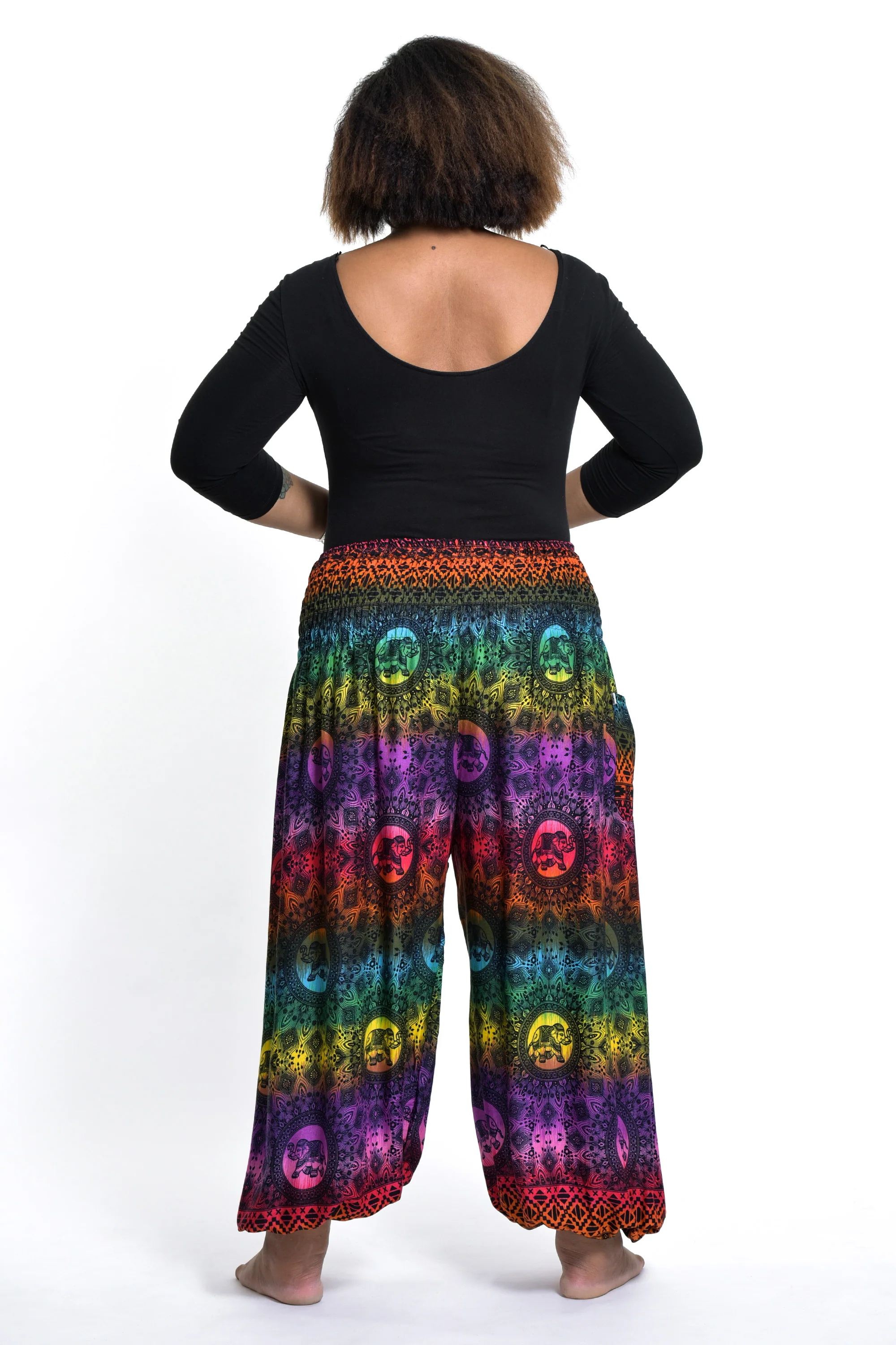 Plus Size Rainbow Elephant Women's Elephant Pants in Purple - Image 4