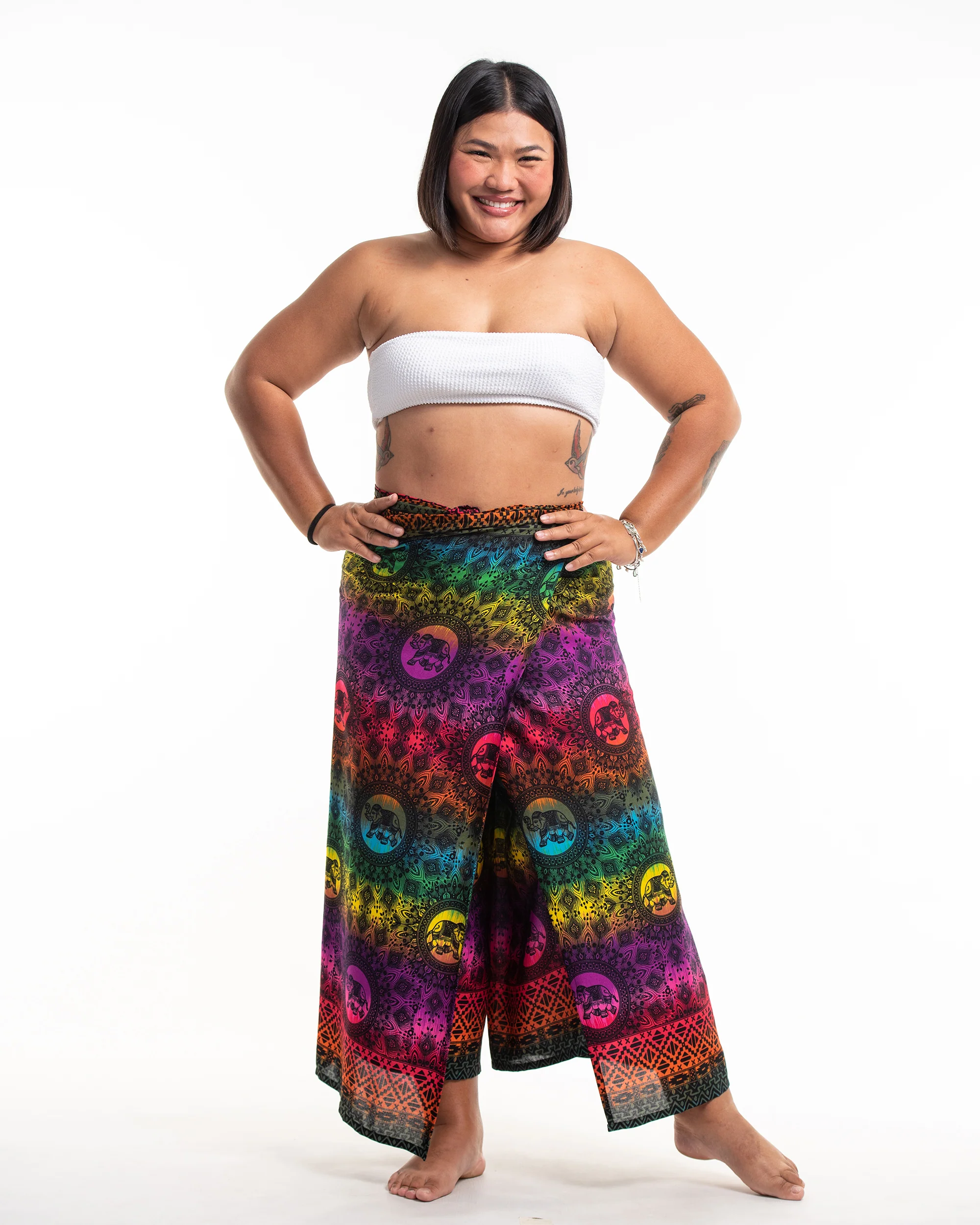 Plus Size Rainbow Elephant Wrap Palazzo Style Elephant Pants in Purple - Image 4