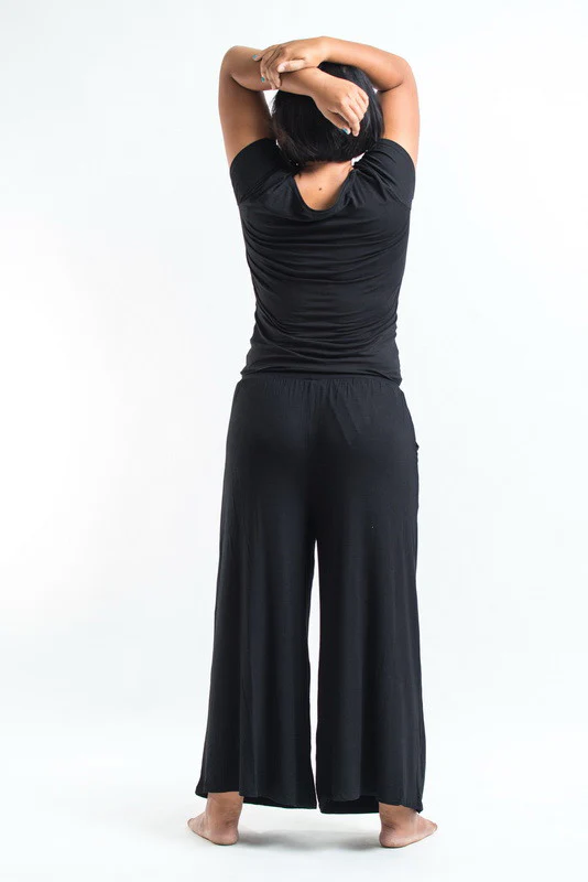 Plus Size Soft Flex Wide Leg Pants in Solid Black - Image 4