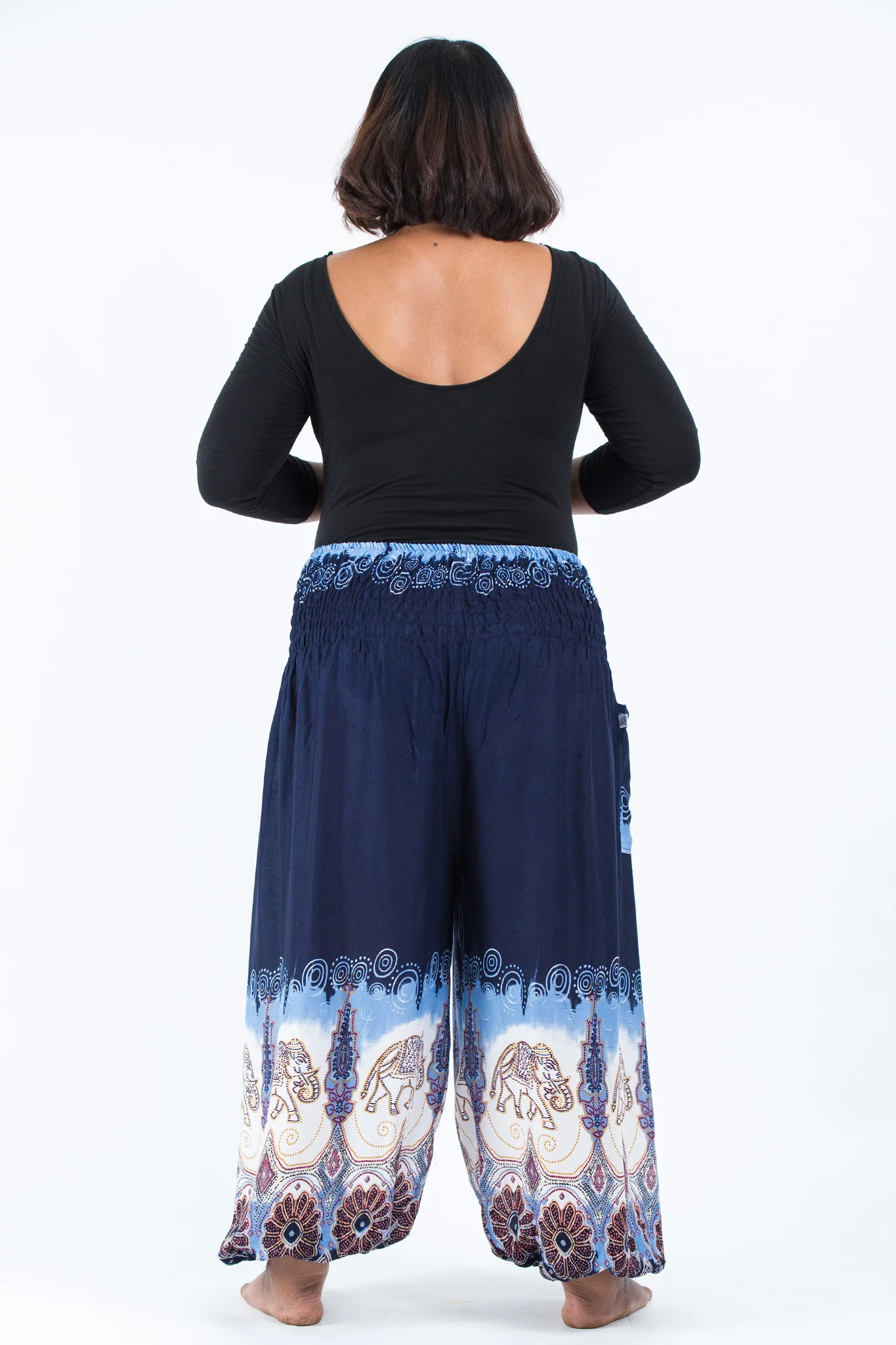 Plus Size Solid Top Elephant Women's Elephant Pants in Blue - Image 4