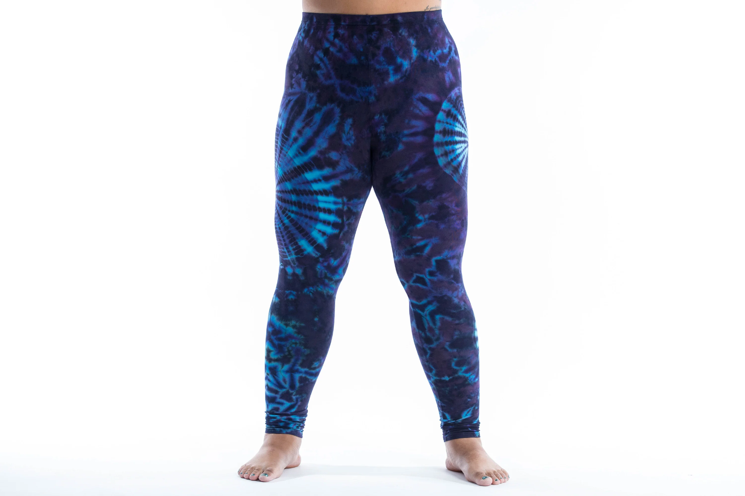 Plus Size Swirls Tie Dye Cotton Leggings in Indigo - Image 2