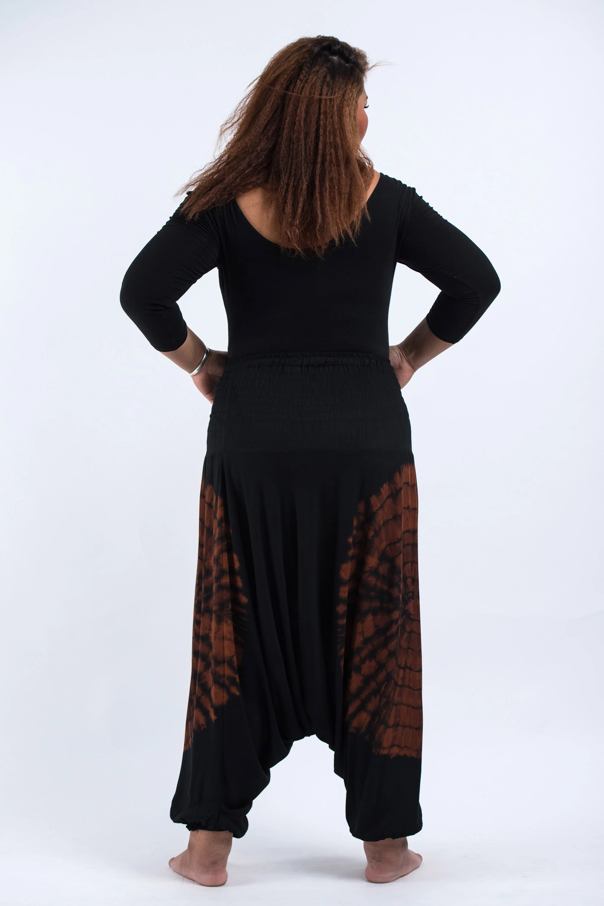 Plus Size Tie Dye 2-in-1 Jumpsuit Harem Pants in Black 03 - Image 4