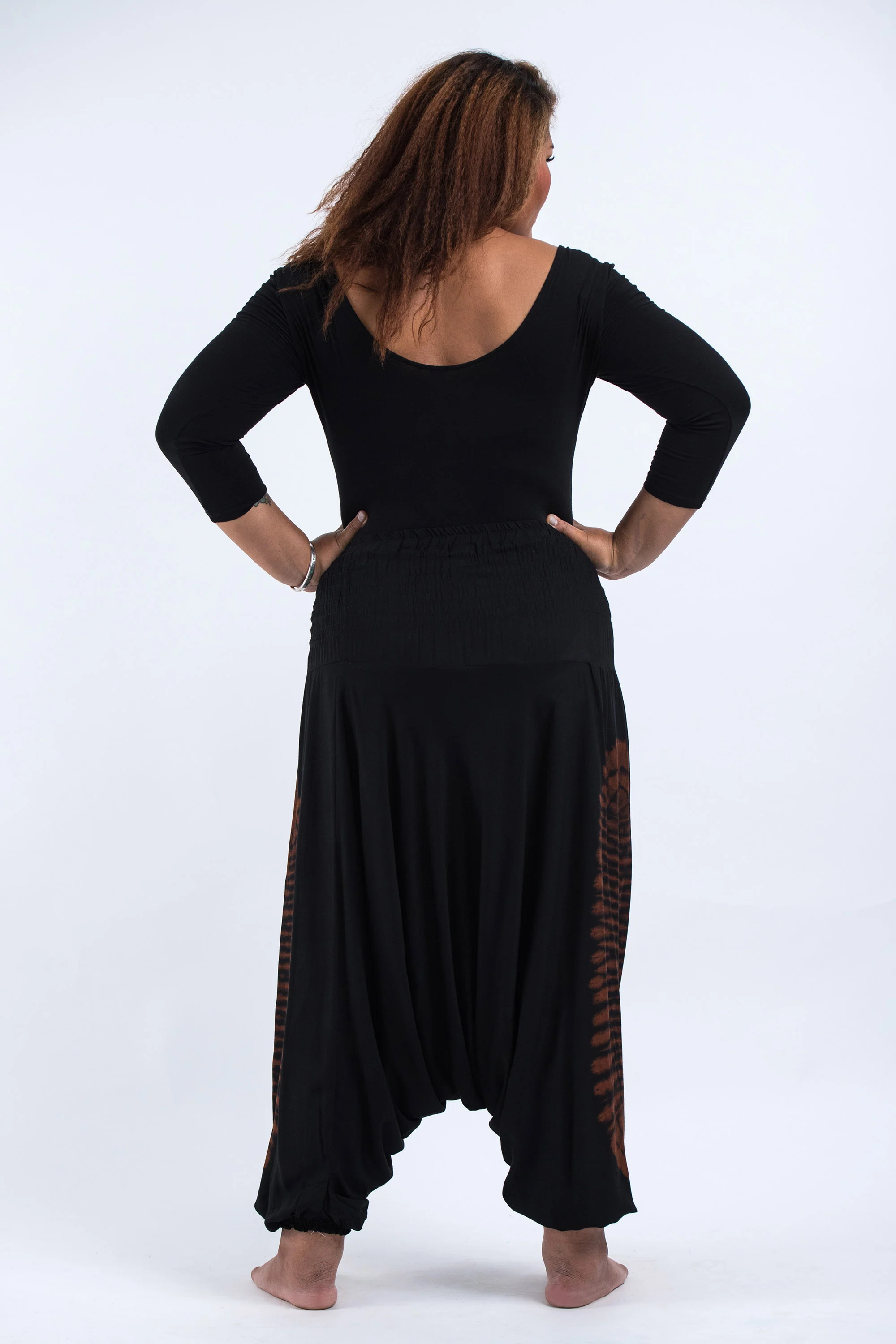 Plus Size Tie Dye 2-in-1 Jumpsuit Harem Pants in Black 04 - Image 4