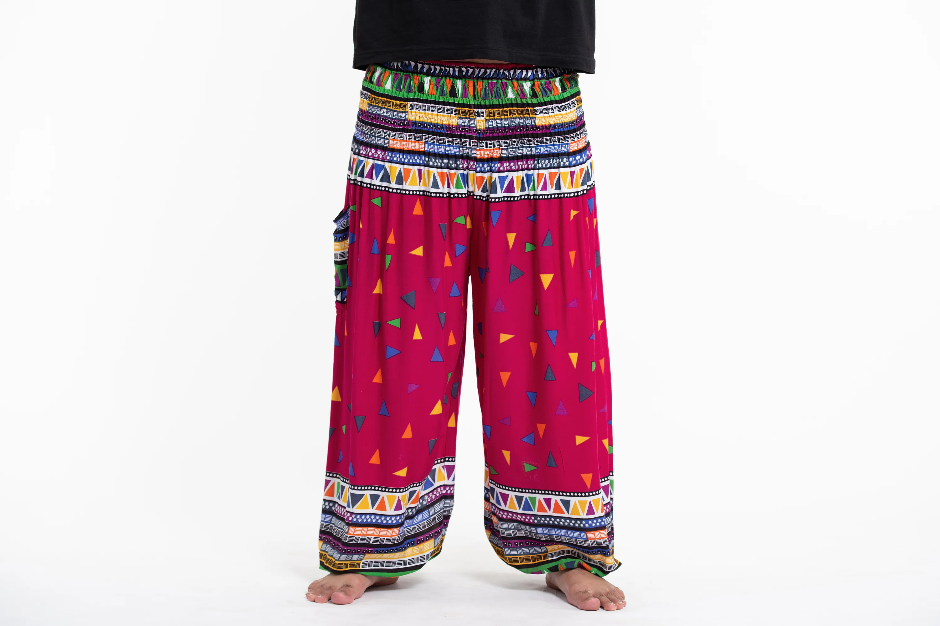Plus Size Triangles Men's Harem Pants in Pink - Image 2