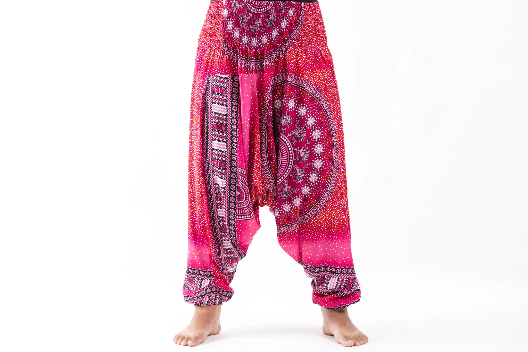 Plus Size Tribal Chakras 2-in-1 Jumpsuit Harem Pants in Pink - Image 2