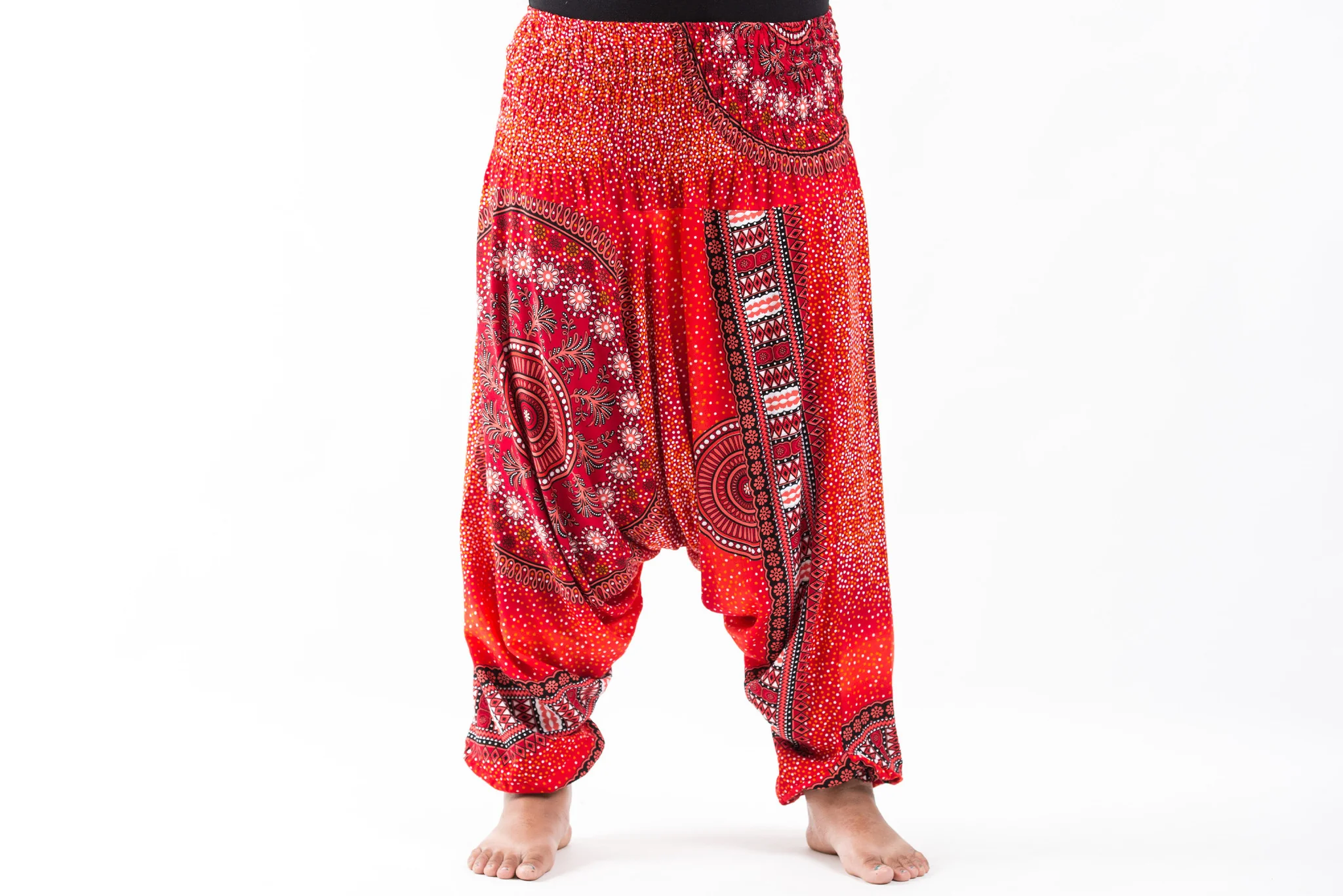 Plus Size Tribal Chakras 2-in-1 Jumpsuit Harem Pants in Red - Image 2