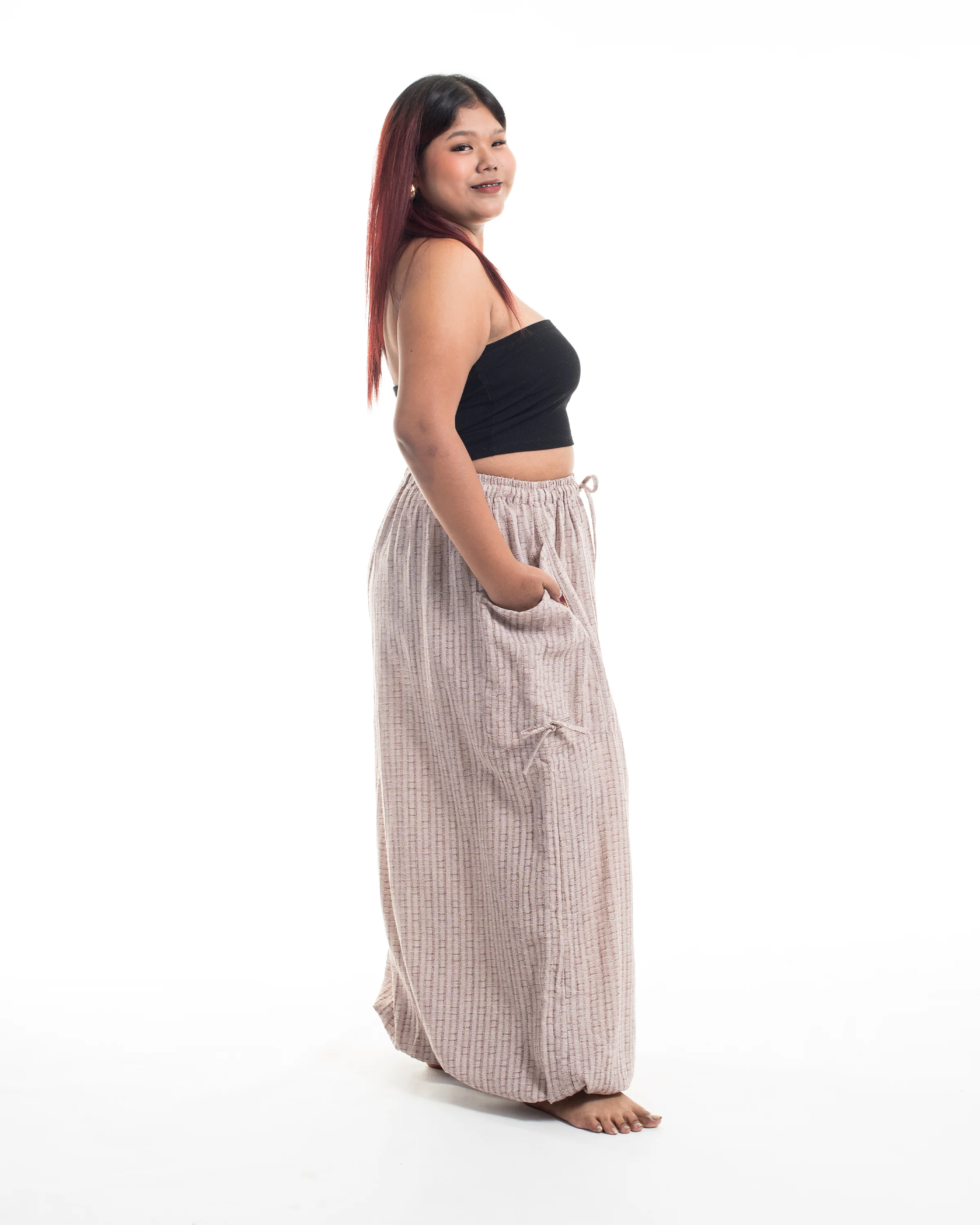 Plus Size Women's Ribbed Tencel Cotton Blend Pants in Brown - Image 3