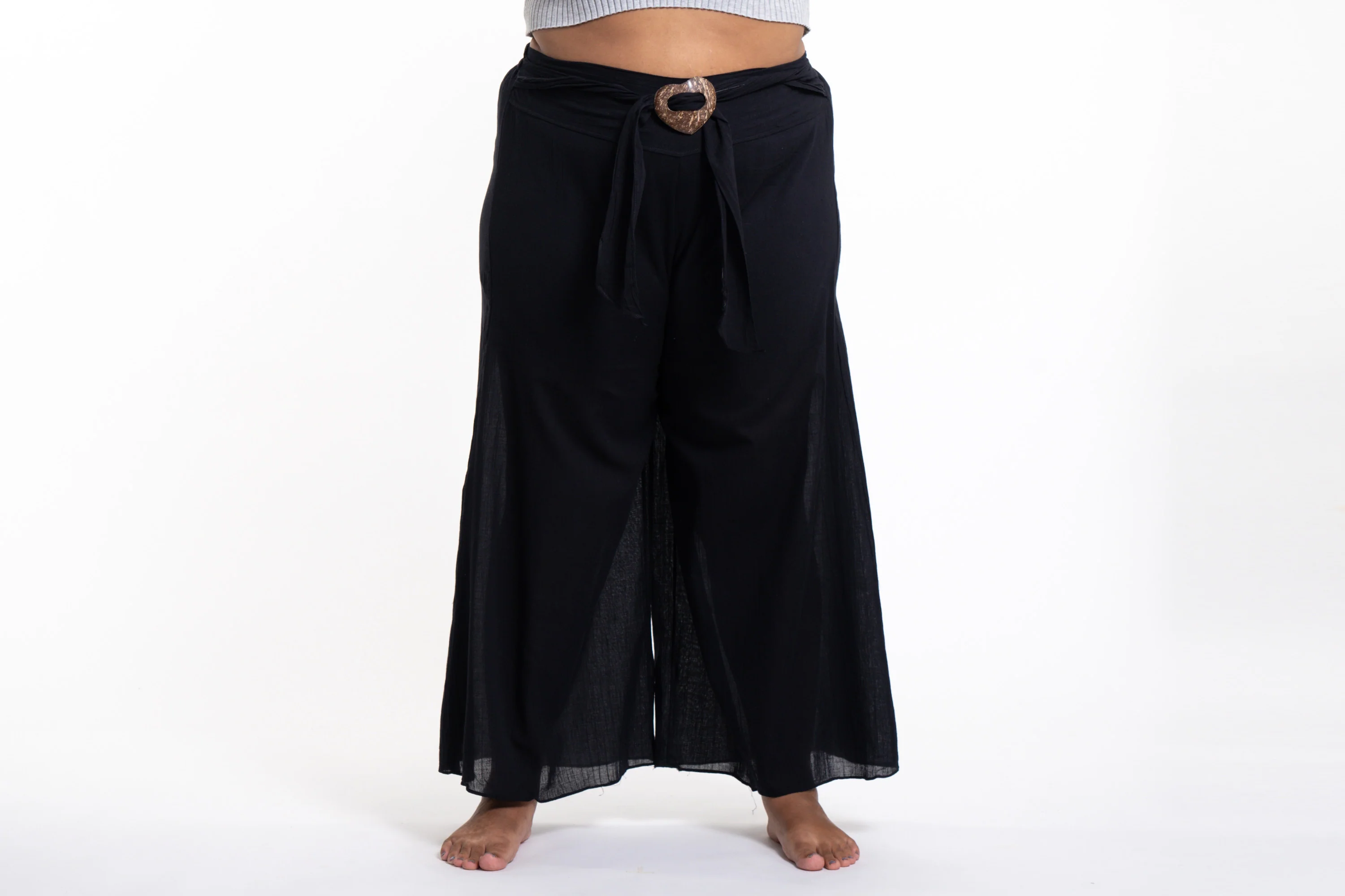 Plus Size Women's Thai Harem Palazzo Pants in Solid Black - Image 2