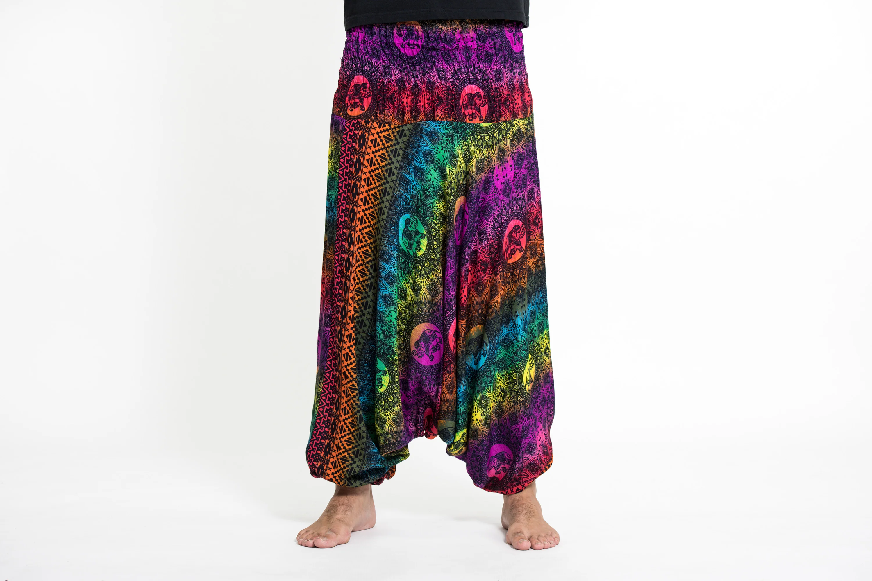 Rainbow Elephant Drop Crotch Men's Elephant Pants in Purple - Image 2