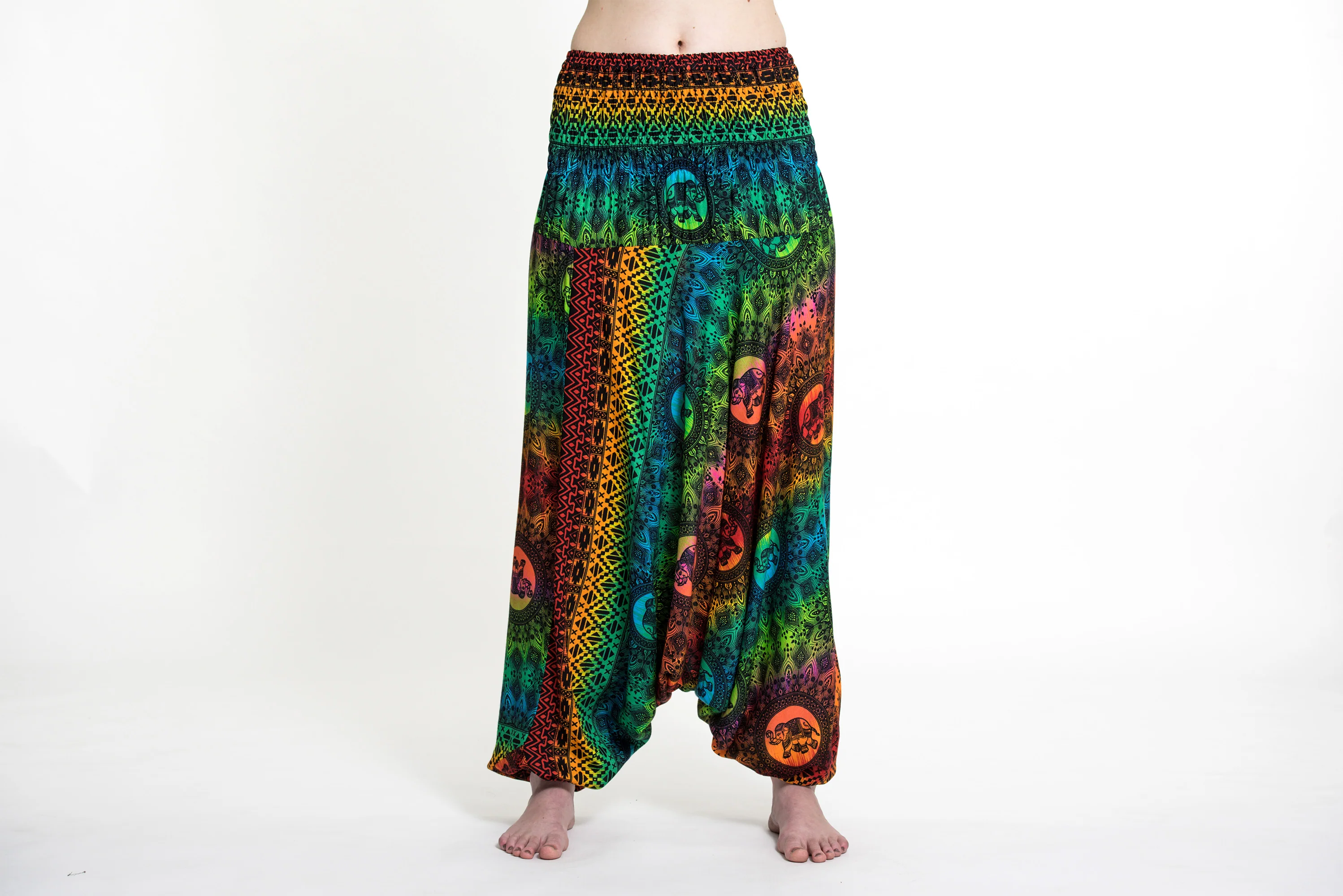 Rainbow Elephant 2-in-1 Jumpsuit Elephant Pants in Orange - Image 2