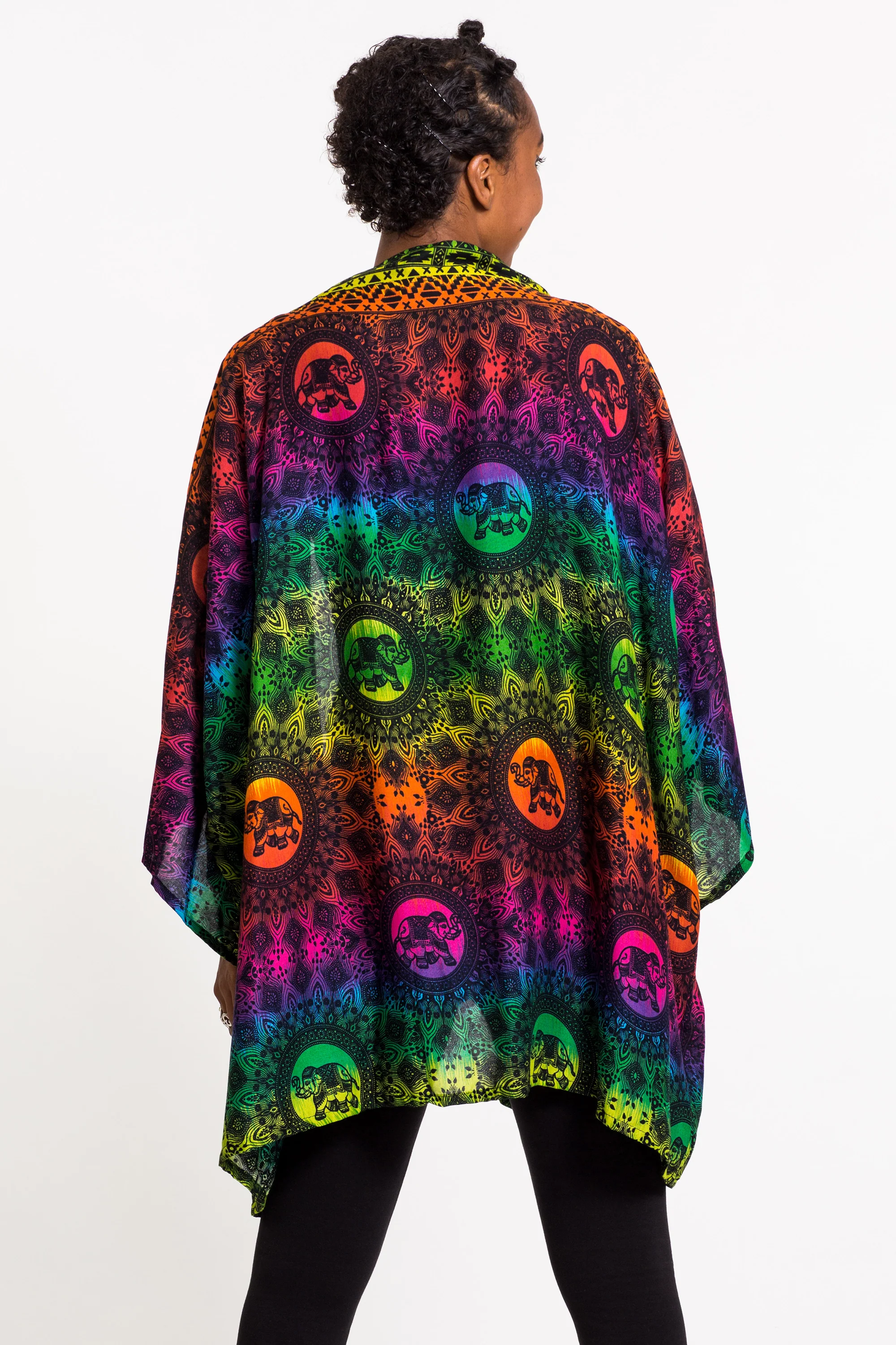 Rainbow Elephant Kimono Cardigan in Green - Image 4