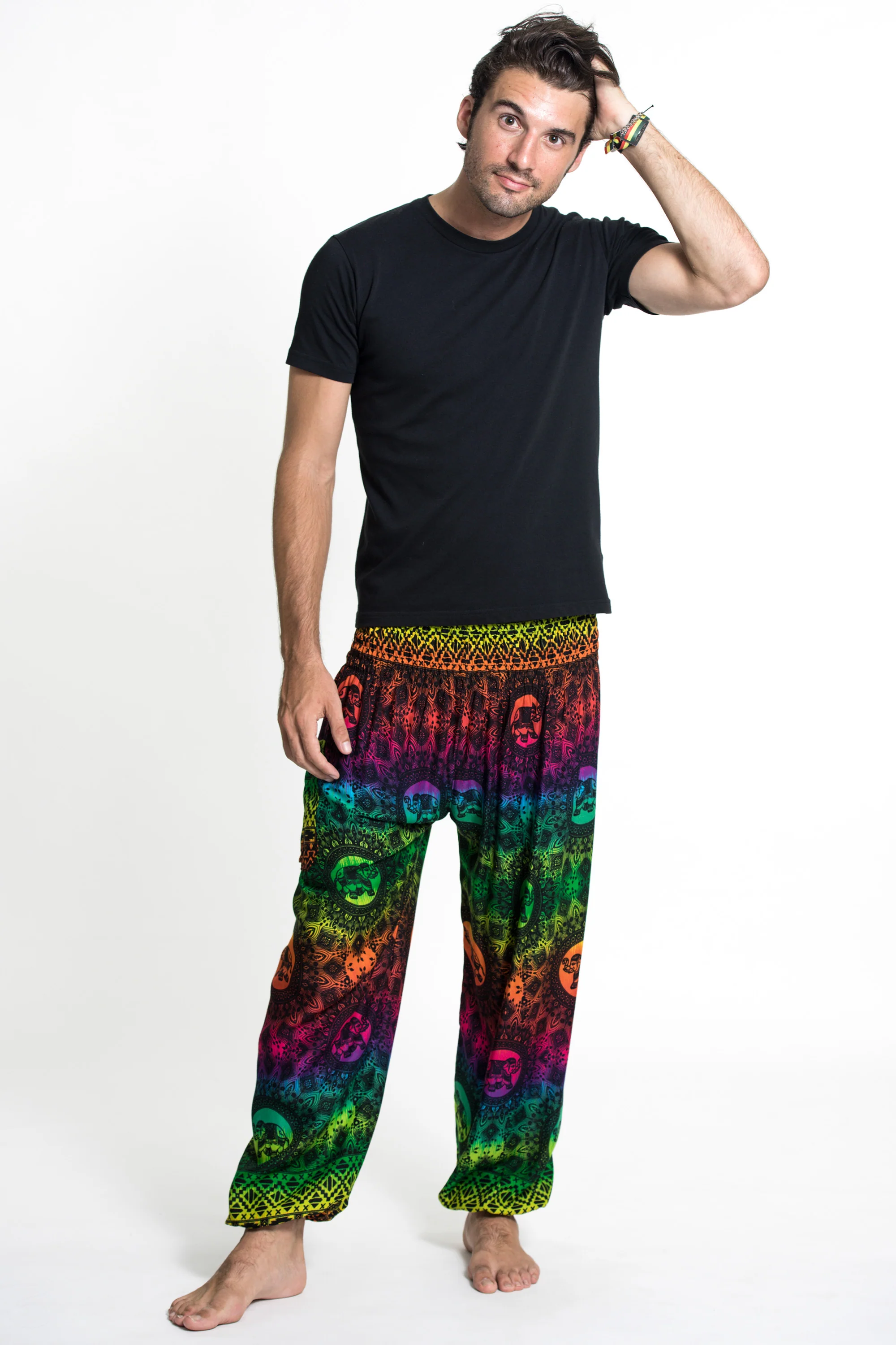 Rainbow Elephant Men's Elephant Pants in Green - Image 3