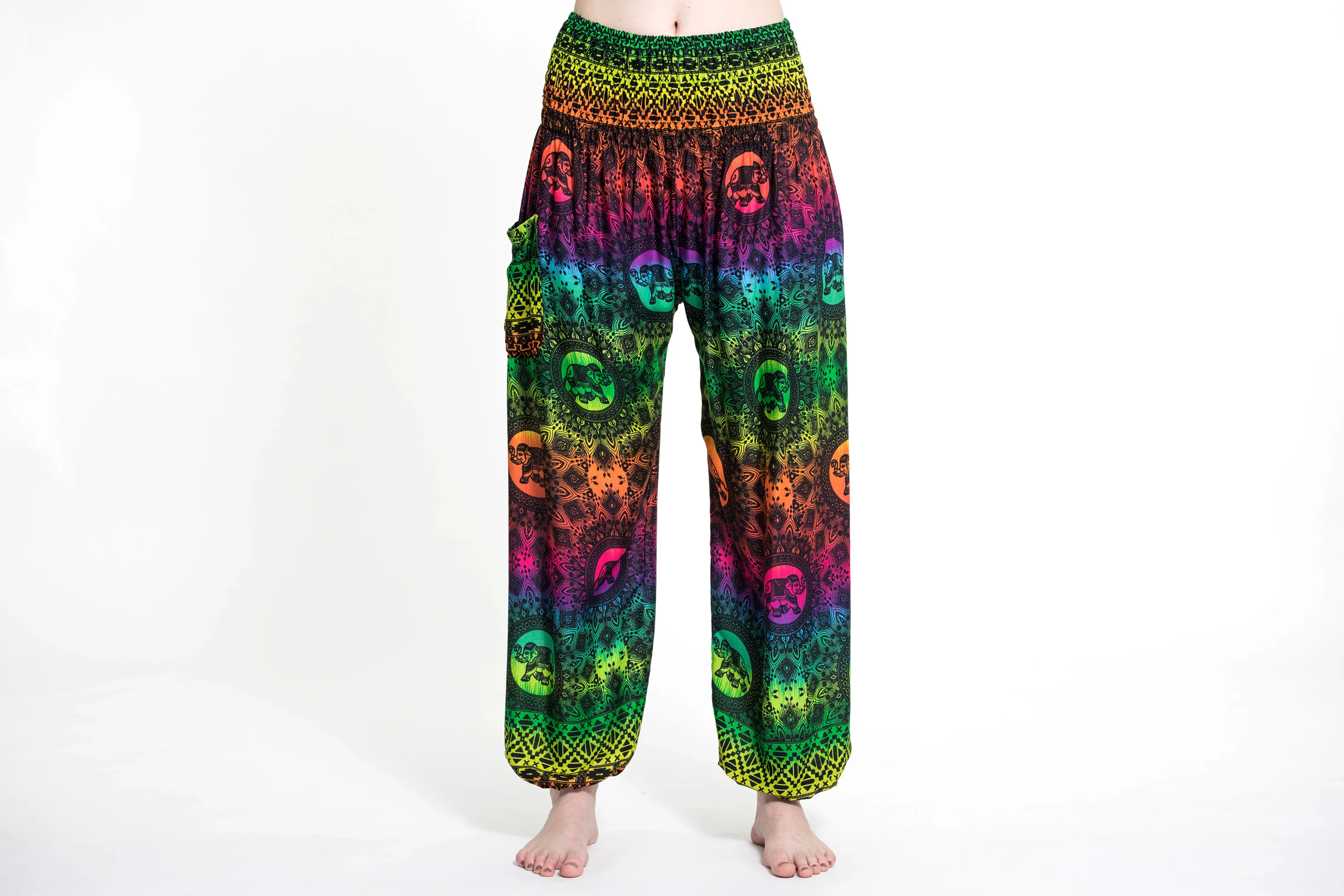 Rainbow Elephant Women's Elephant Pants in Green - Image 2