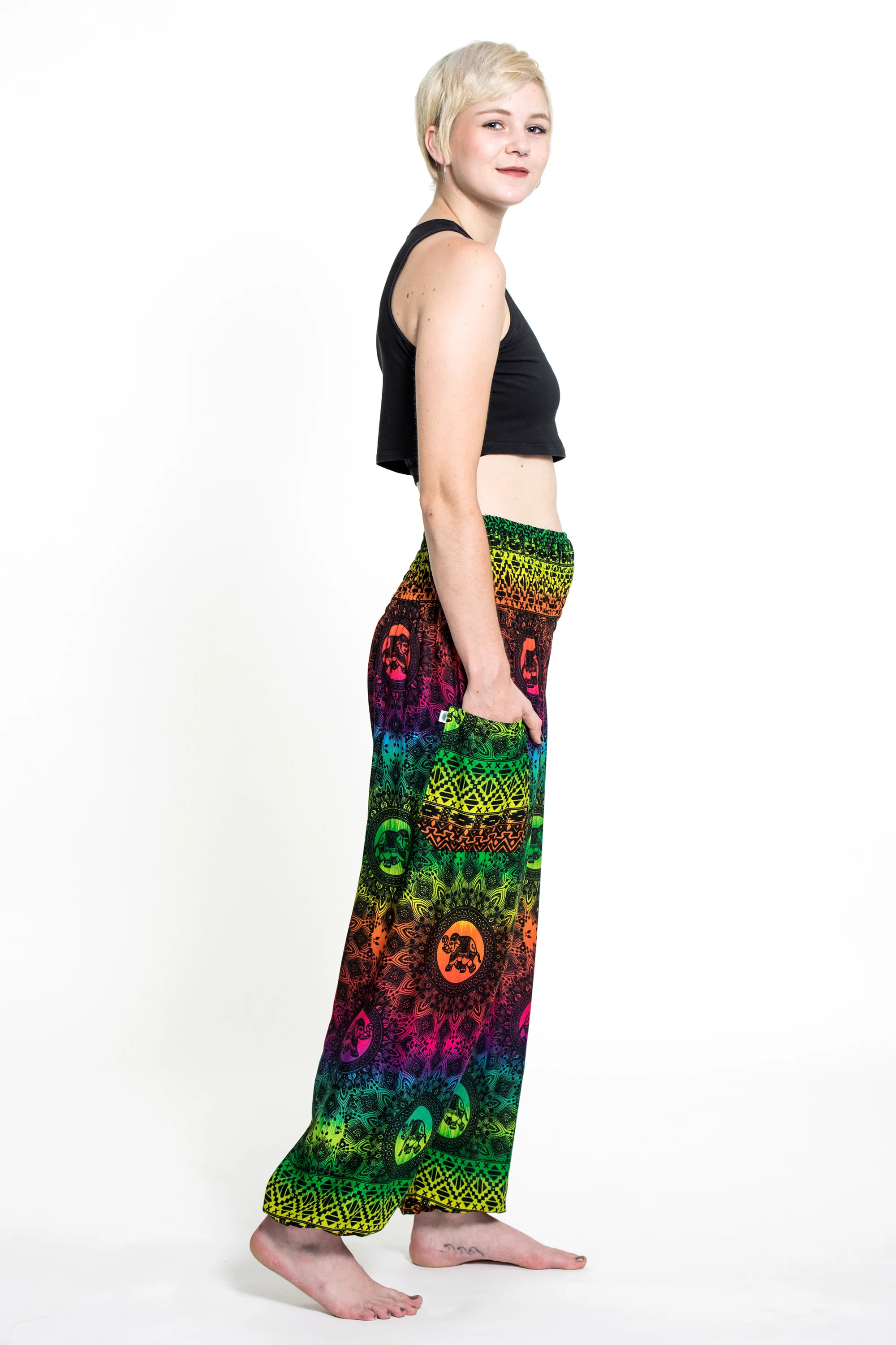 Rainbow Elephant Women's Elephant Pants in Green - Image 3