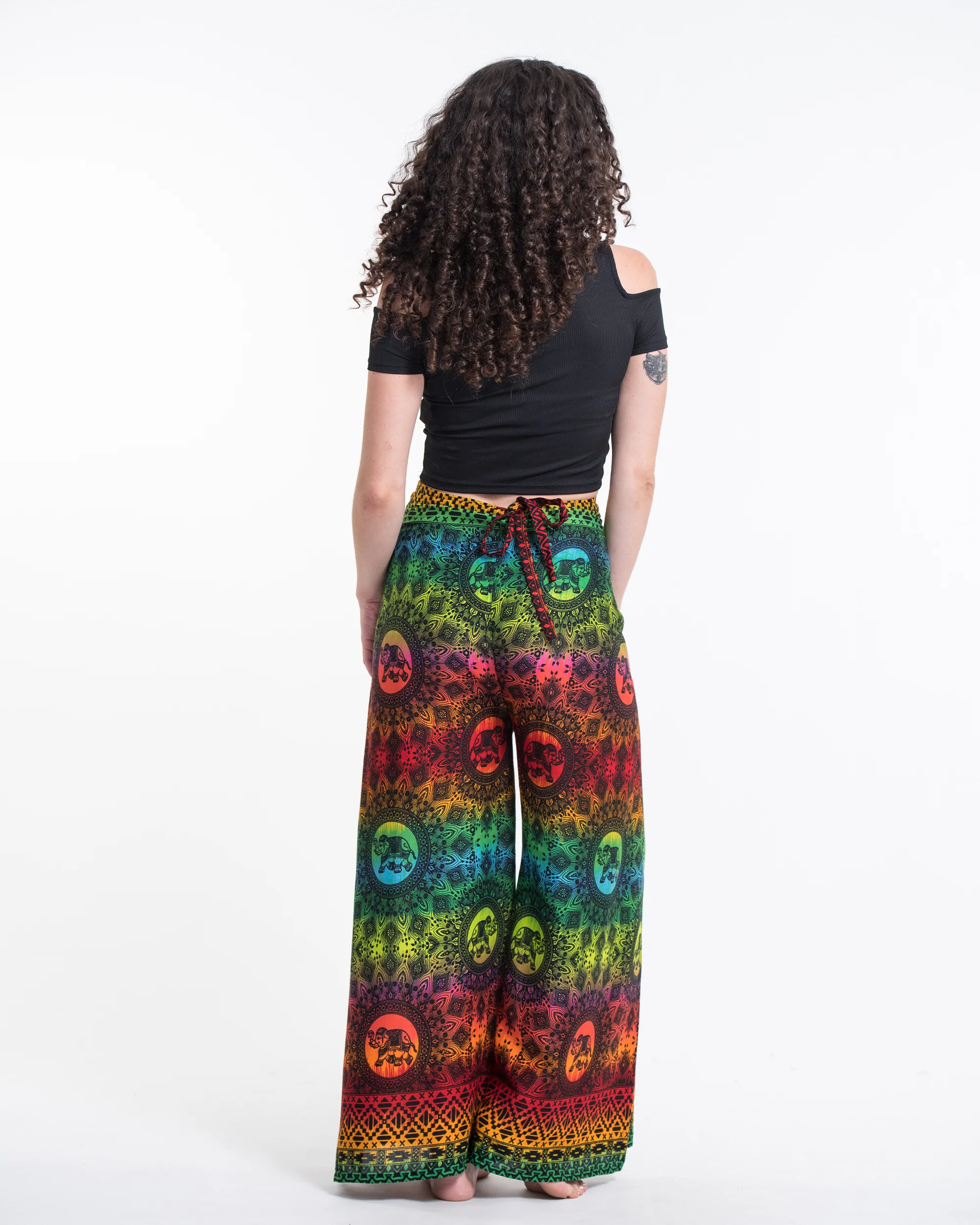 Rainbow Elephant Wrap Palazzo Style Elephant Pants in Orange - Image 4