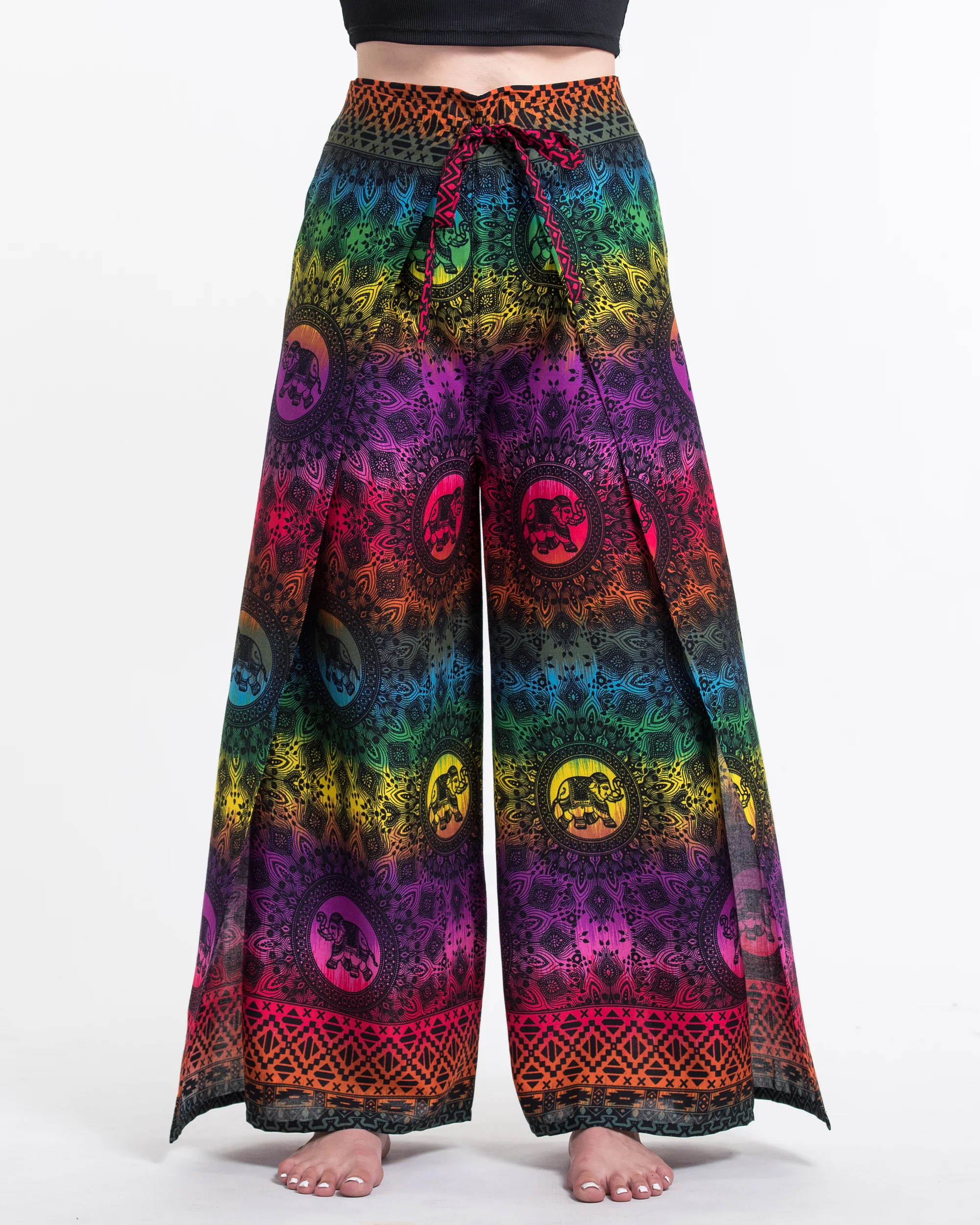 Rainbow Elephant Wrap Palazzo Style Elephant Pants in Purple - Image 2