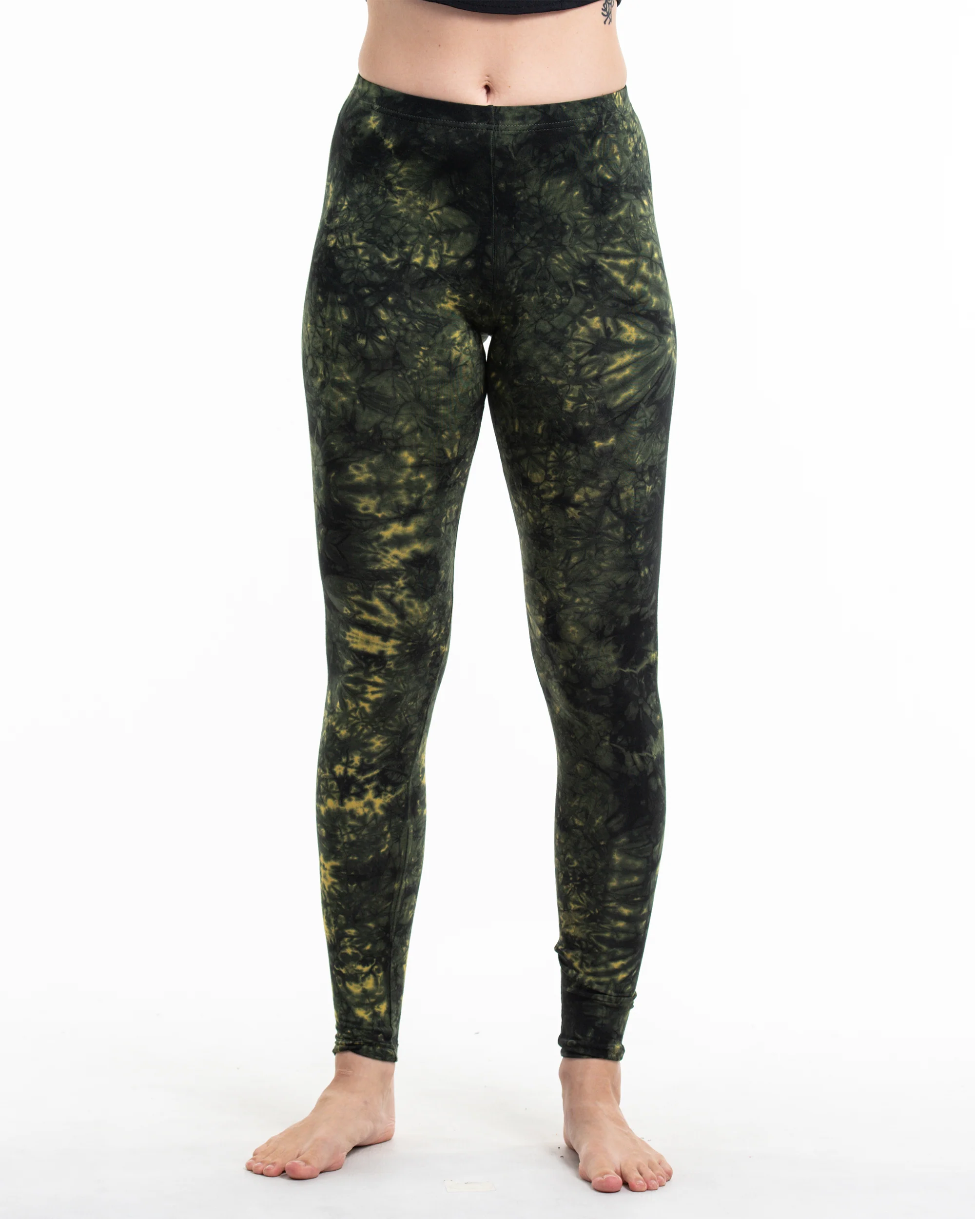 Shatter Tie Dye Cotton Leggings in Green - Image 2