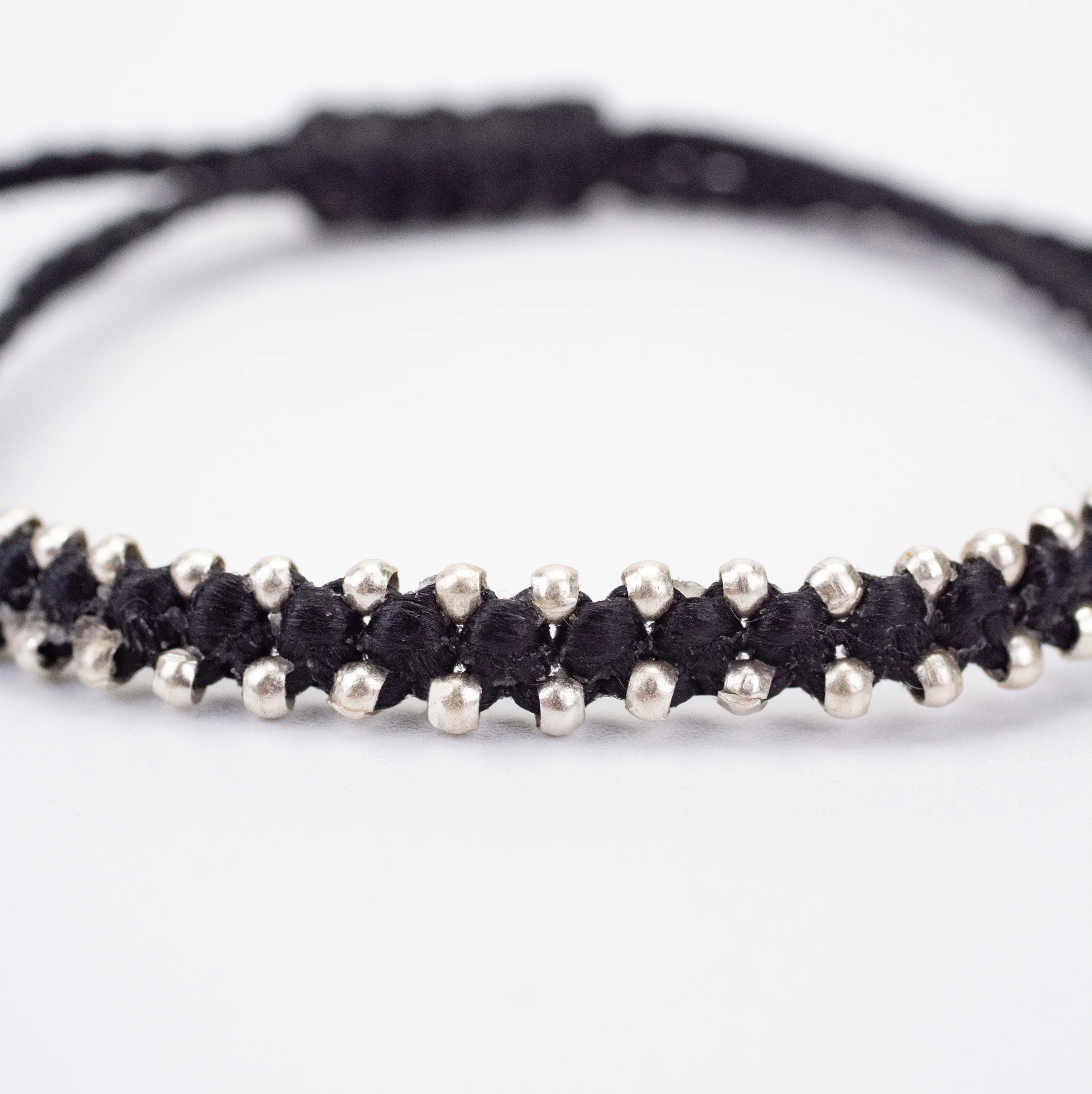 Silver Beads Bracelet in Black - Image 3
