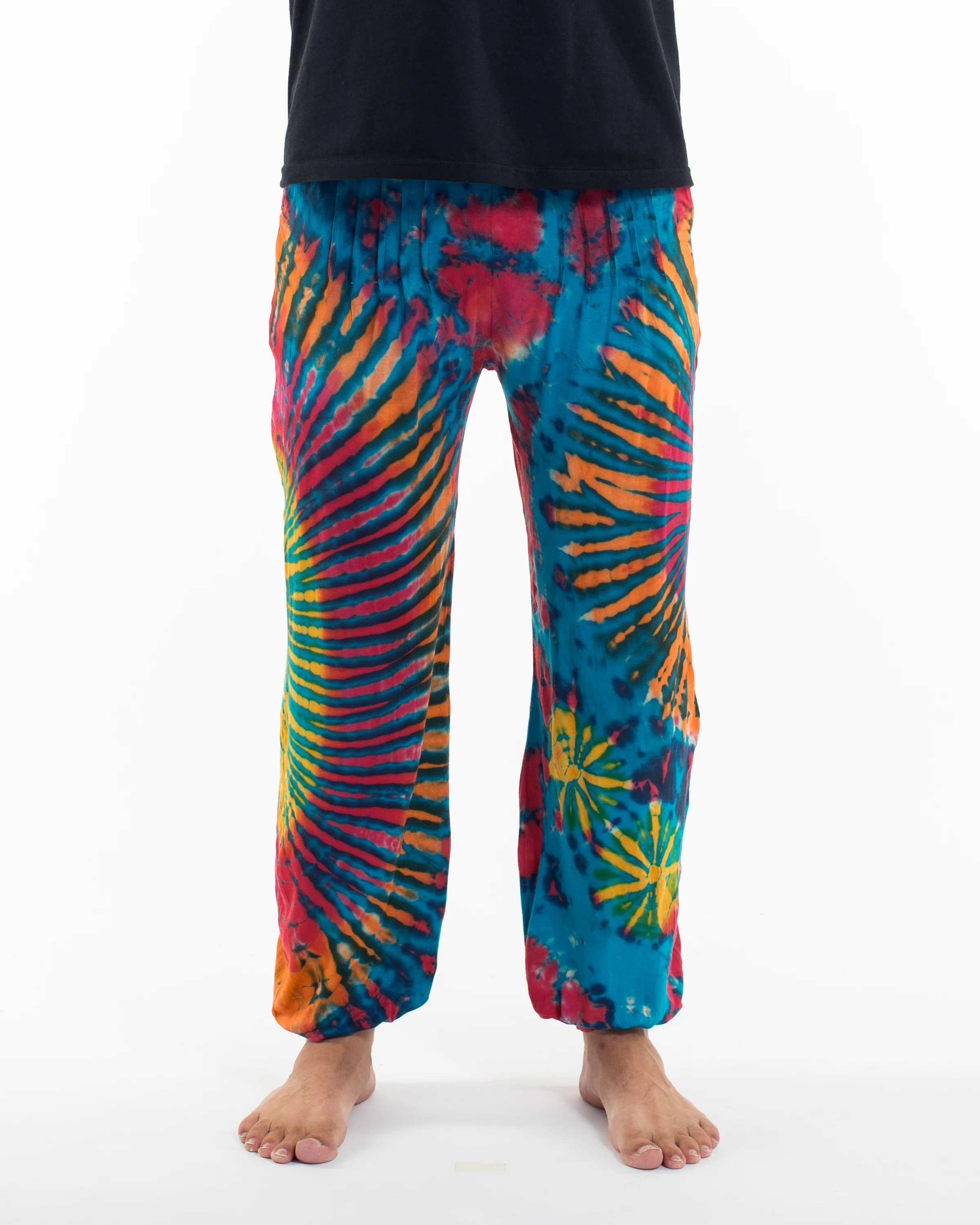 Soft Flex Mens Tie Dye Harem Pants in Blue - Image 2