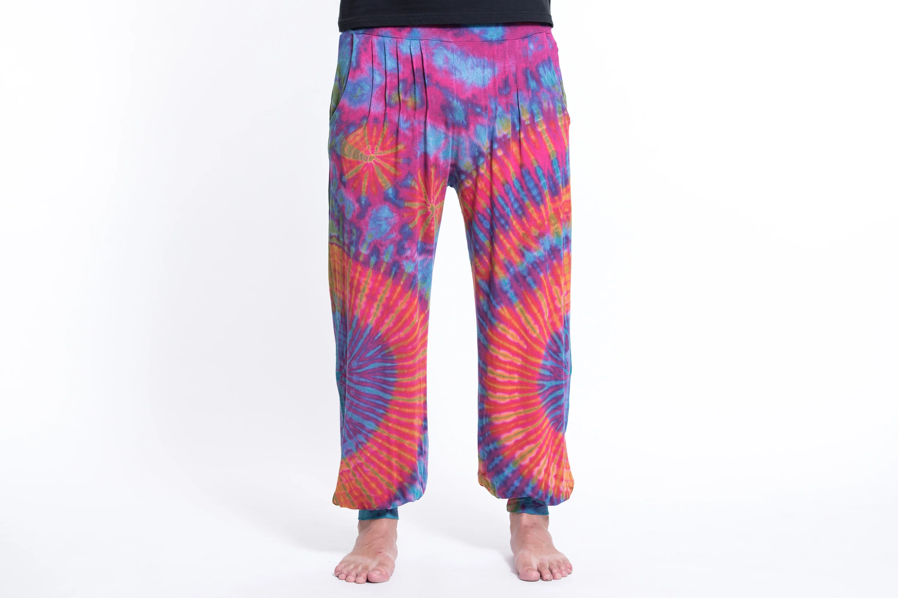 Soft Flex Mens Tie Dye Harem Pants in Pink - Image 5