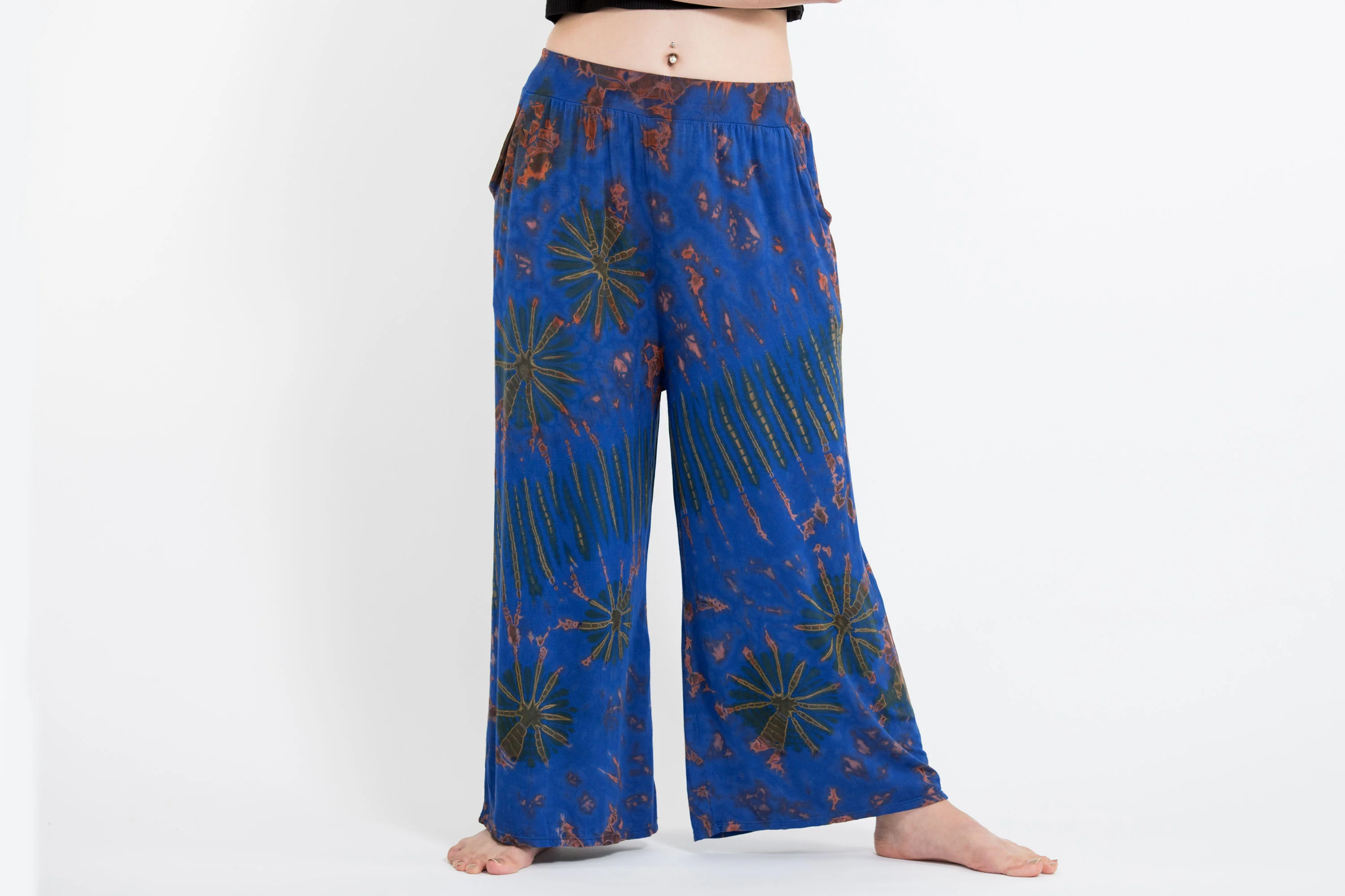 Soft Flex Tie Dye Wide Leg Pants in Classic Blue - Image 2