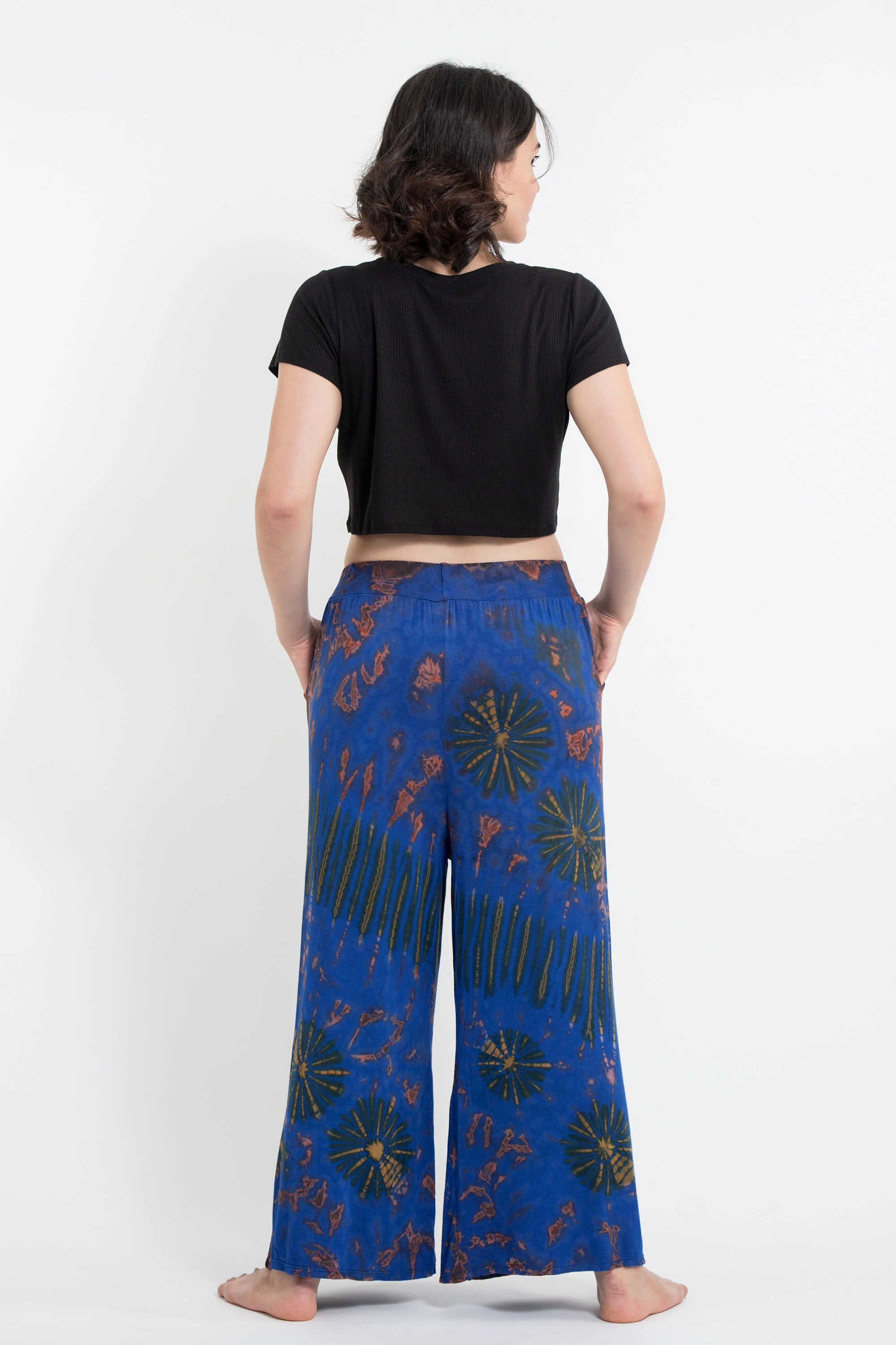 Soft Flex Tie Dye Wide Leg Pants in Classic Blue - Image 4