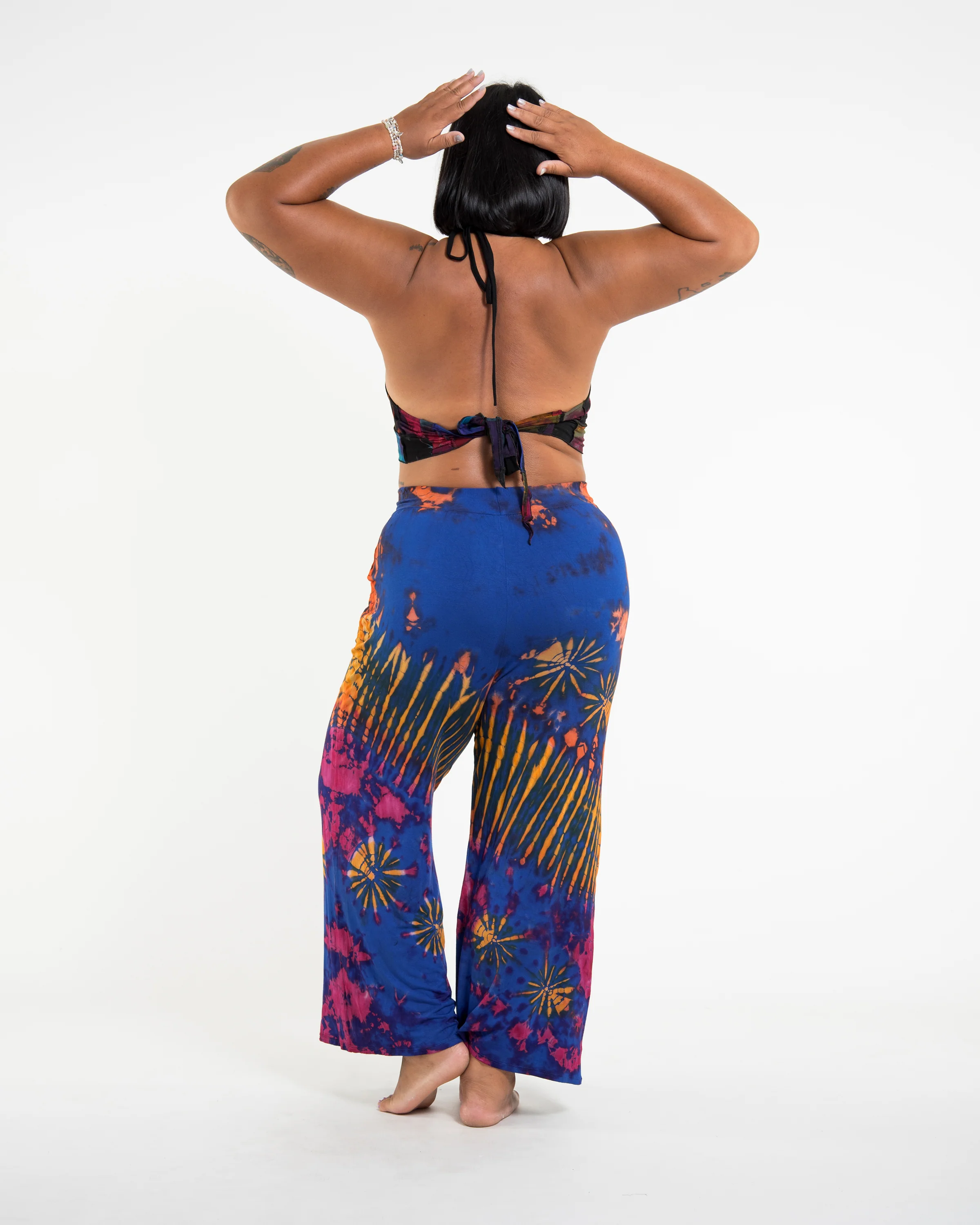 Soft Flex Tie Dye Wide Leg Pants in Royal Blue - Image 8