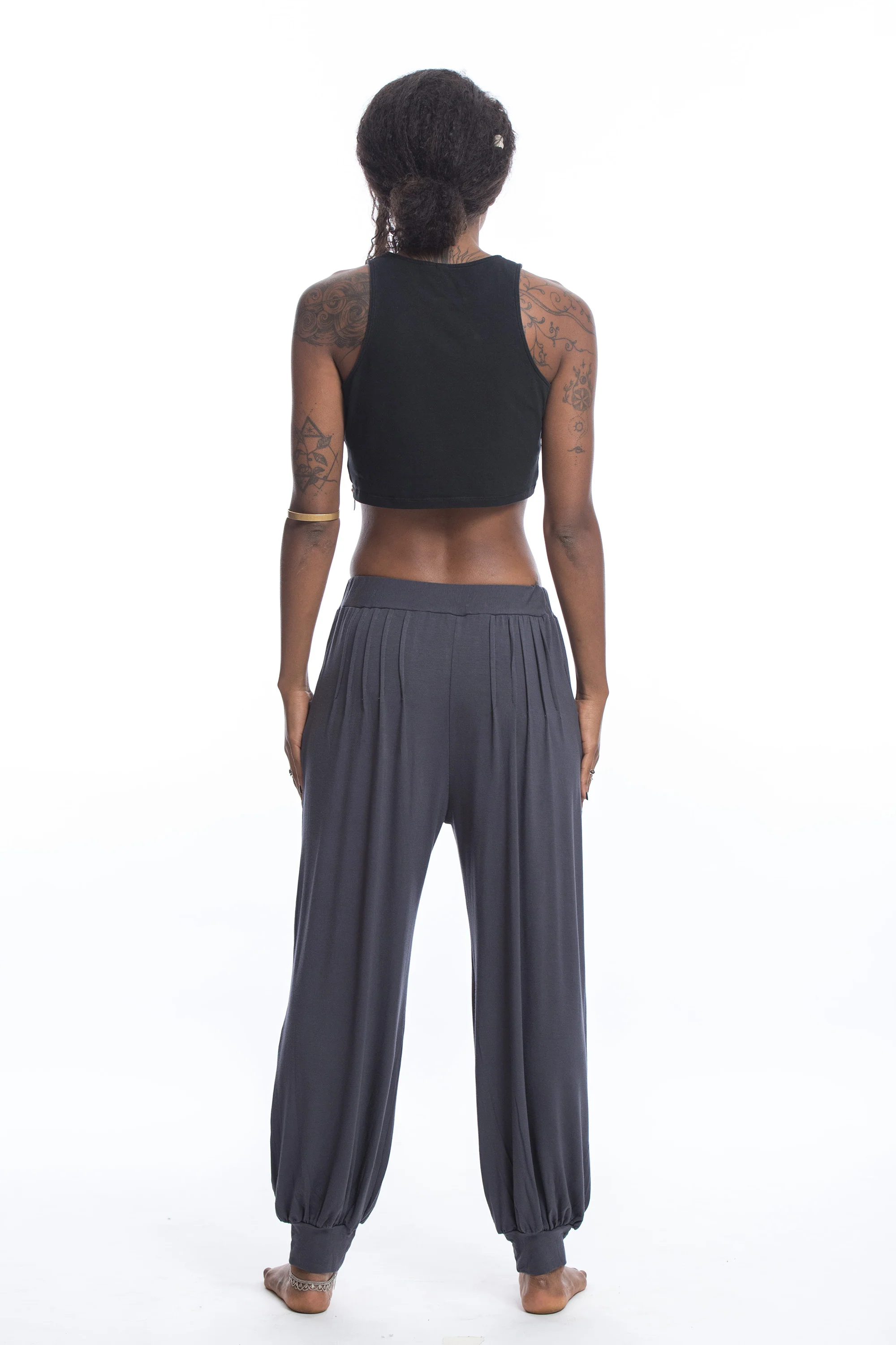 Soft Flex Womens Harem Pants in Solid Gray - Image 4
