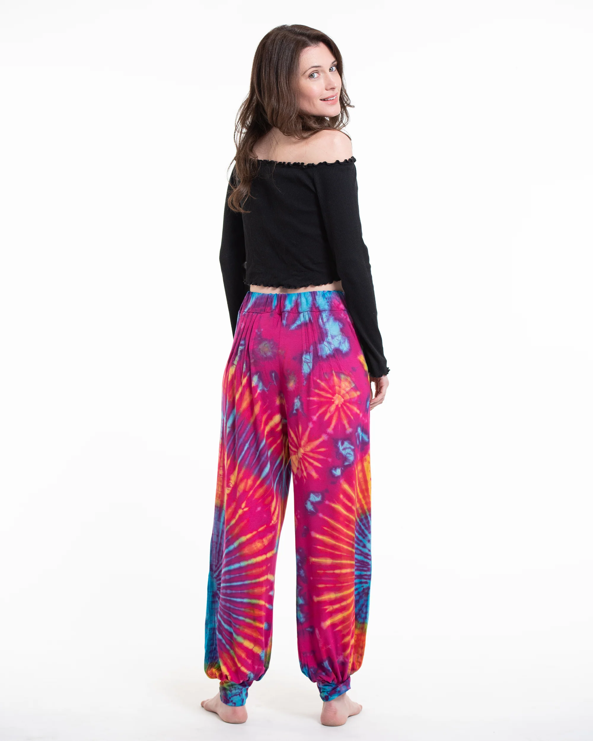 Soft Flex Womens Tie Dye Harem Pants in Pink - Image 4