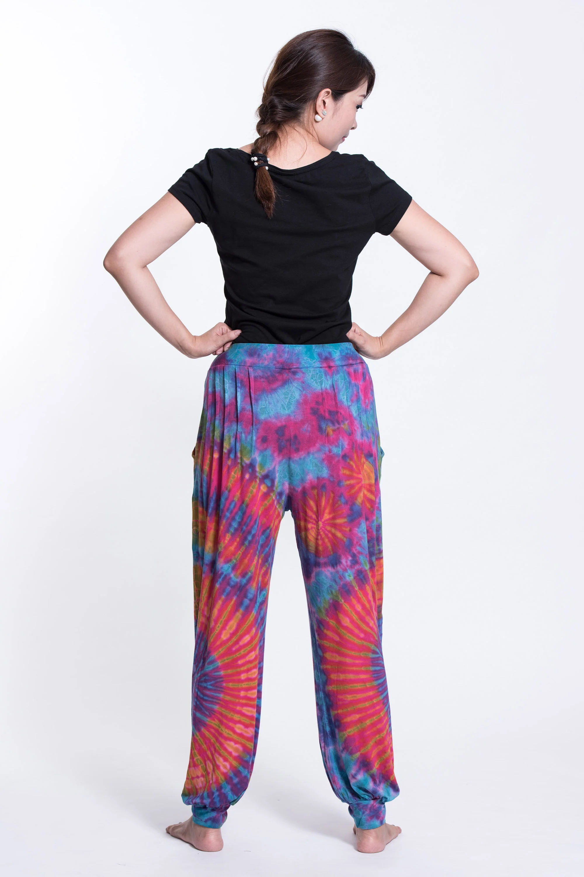 Soft Flex Womens Tie Dye Harem Pants in Pink - Image 8