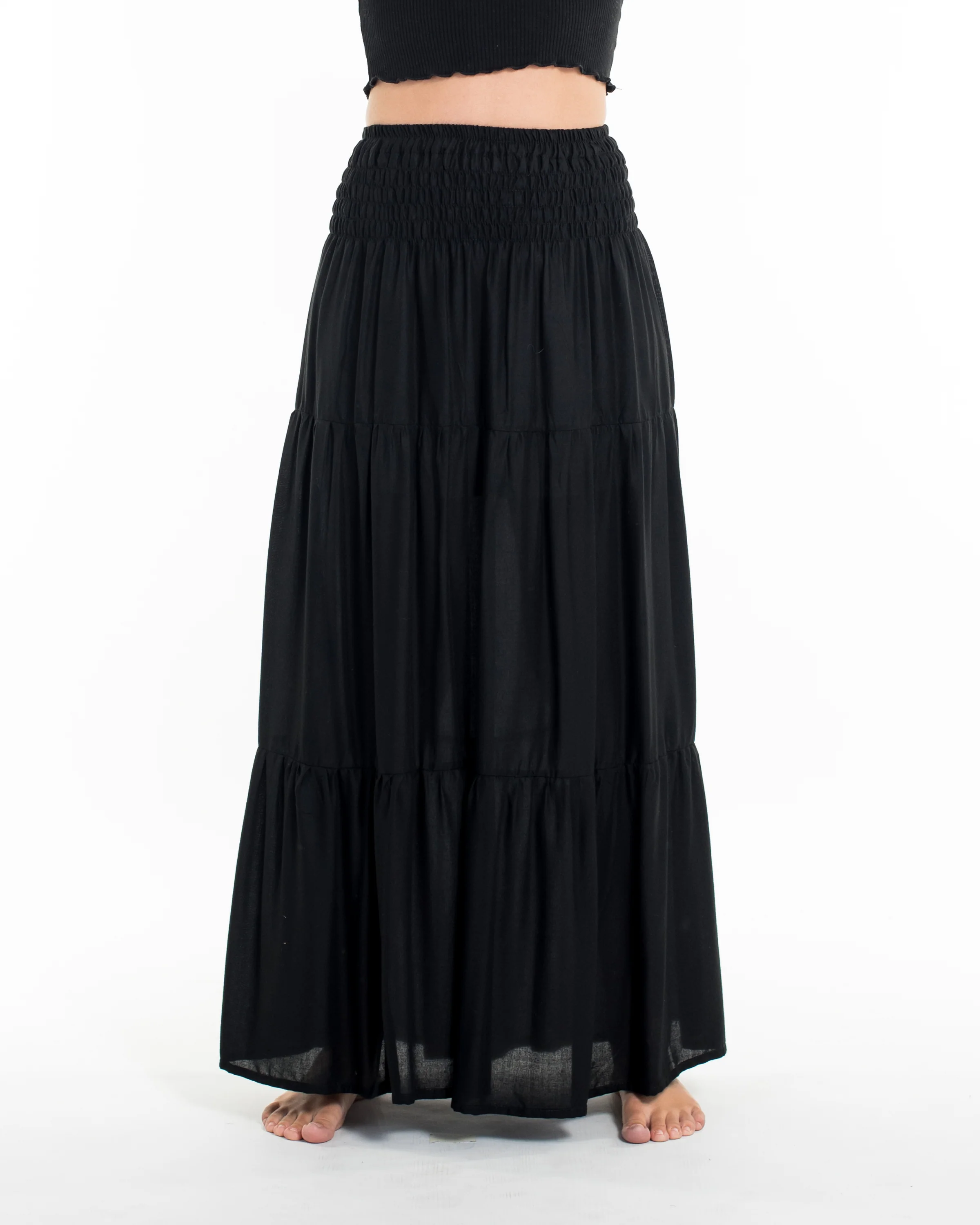 Solid Color Long Skirt in Black - Image 3