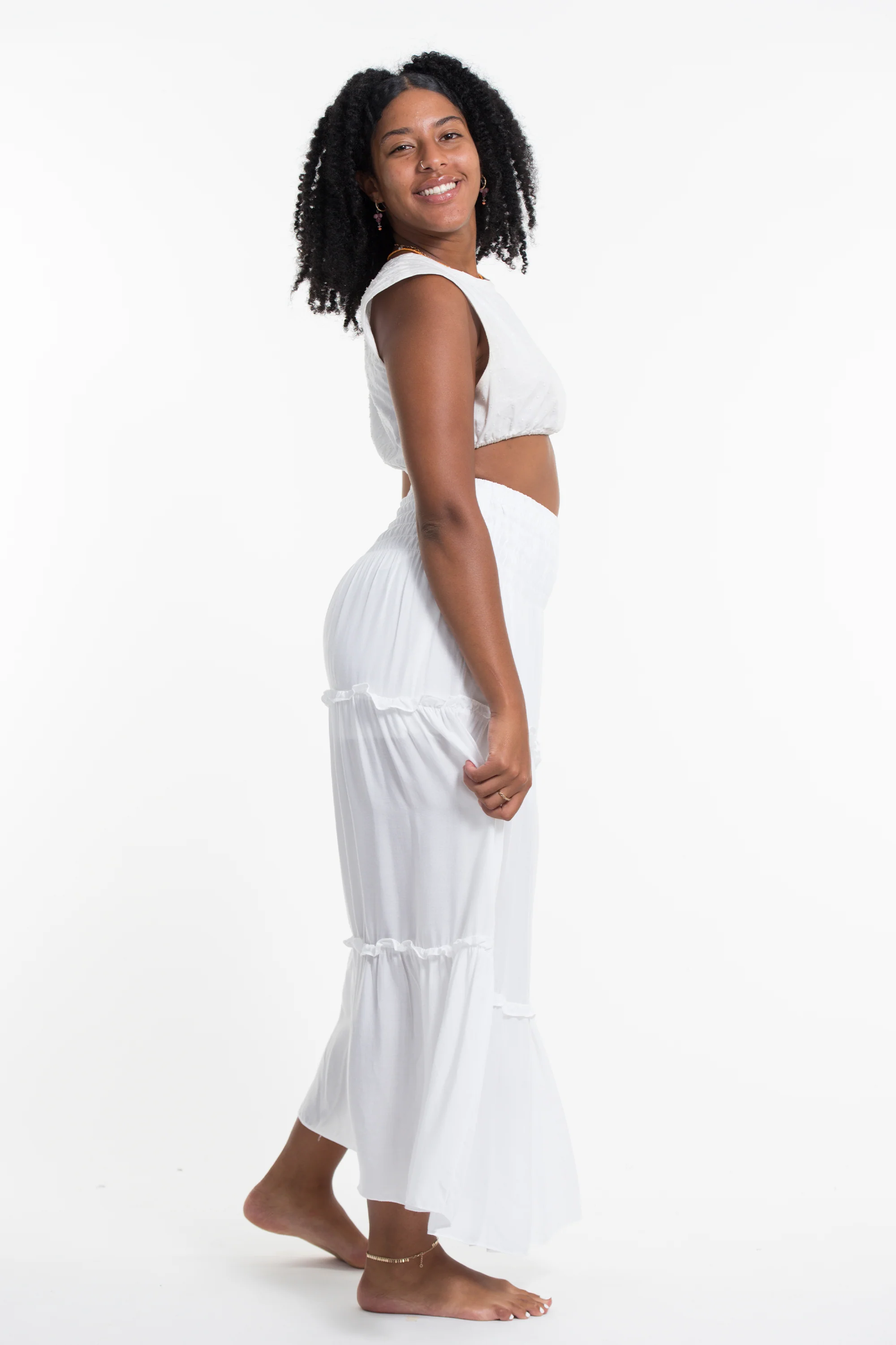 Solid Color Maxi Skirt in White - Image 4