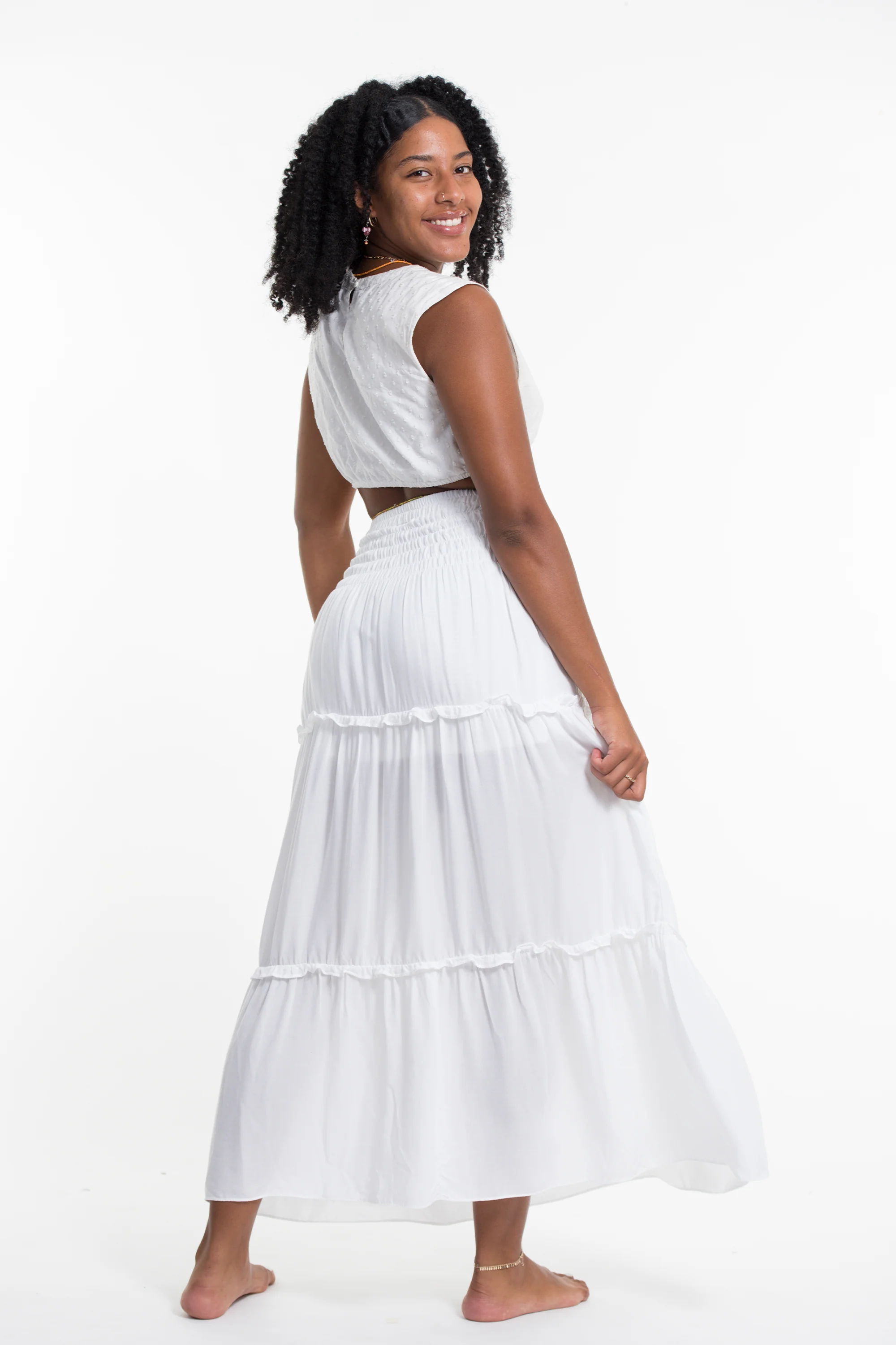 Solid Color Maxi Skirt in White - Image 6