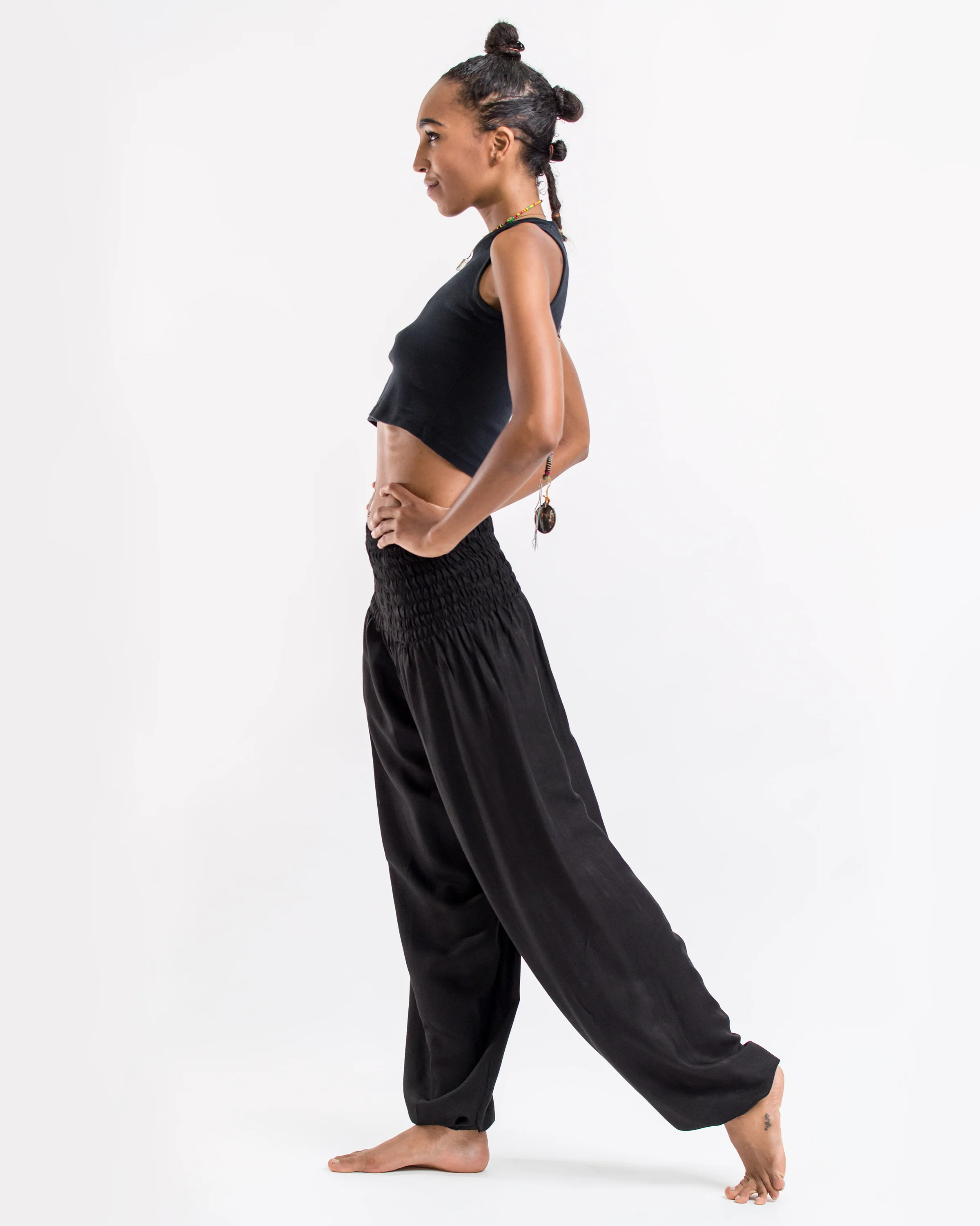 Solid Color Women's Harem Pants in Black - Image 3