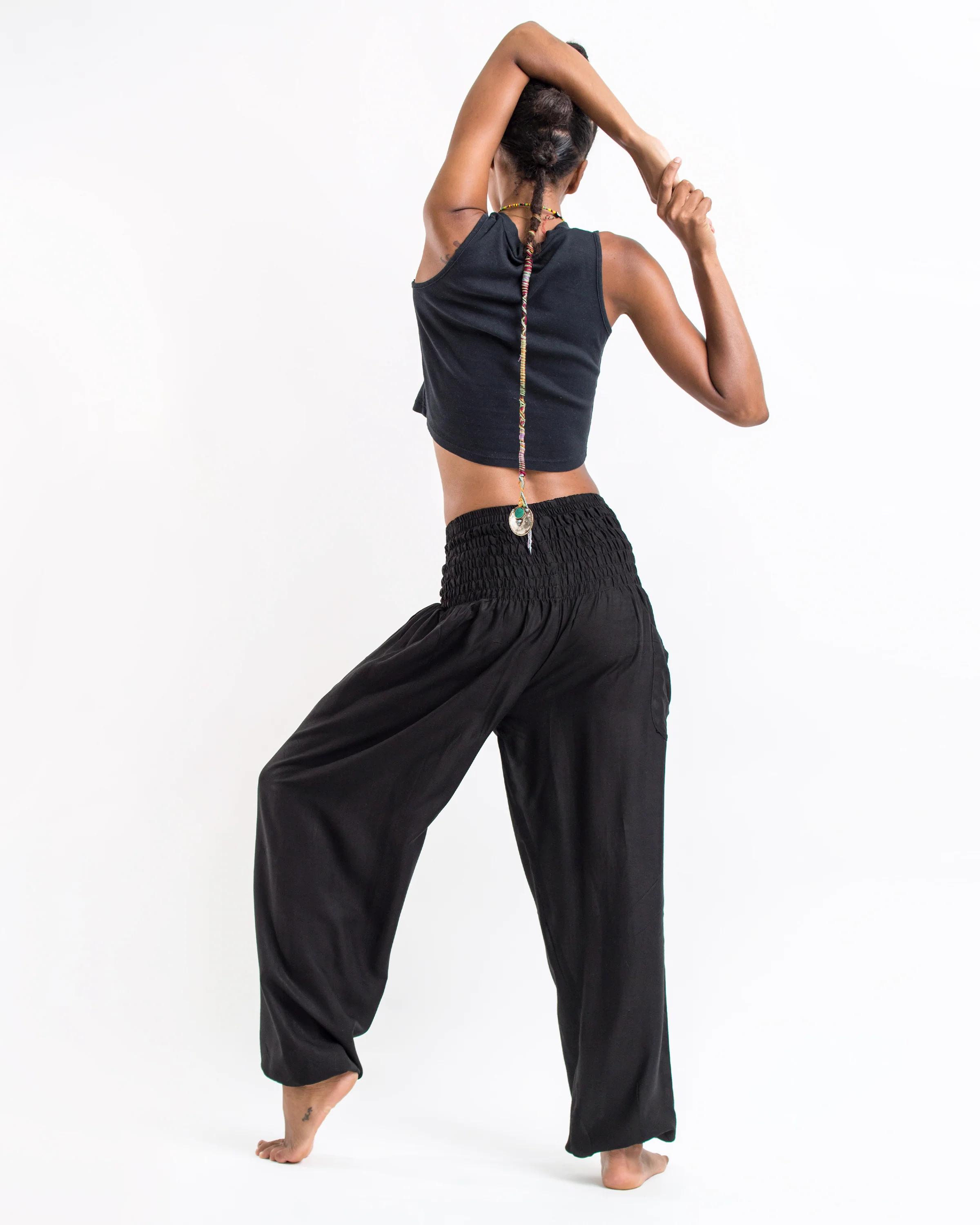 Solid Color Women's Harem Pants in Black - Image 4