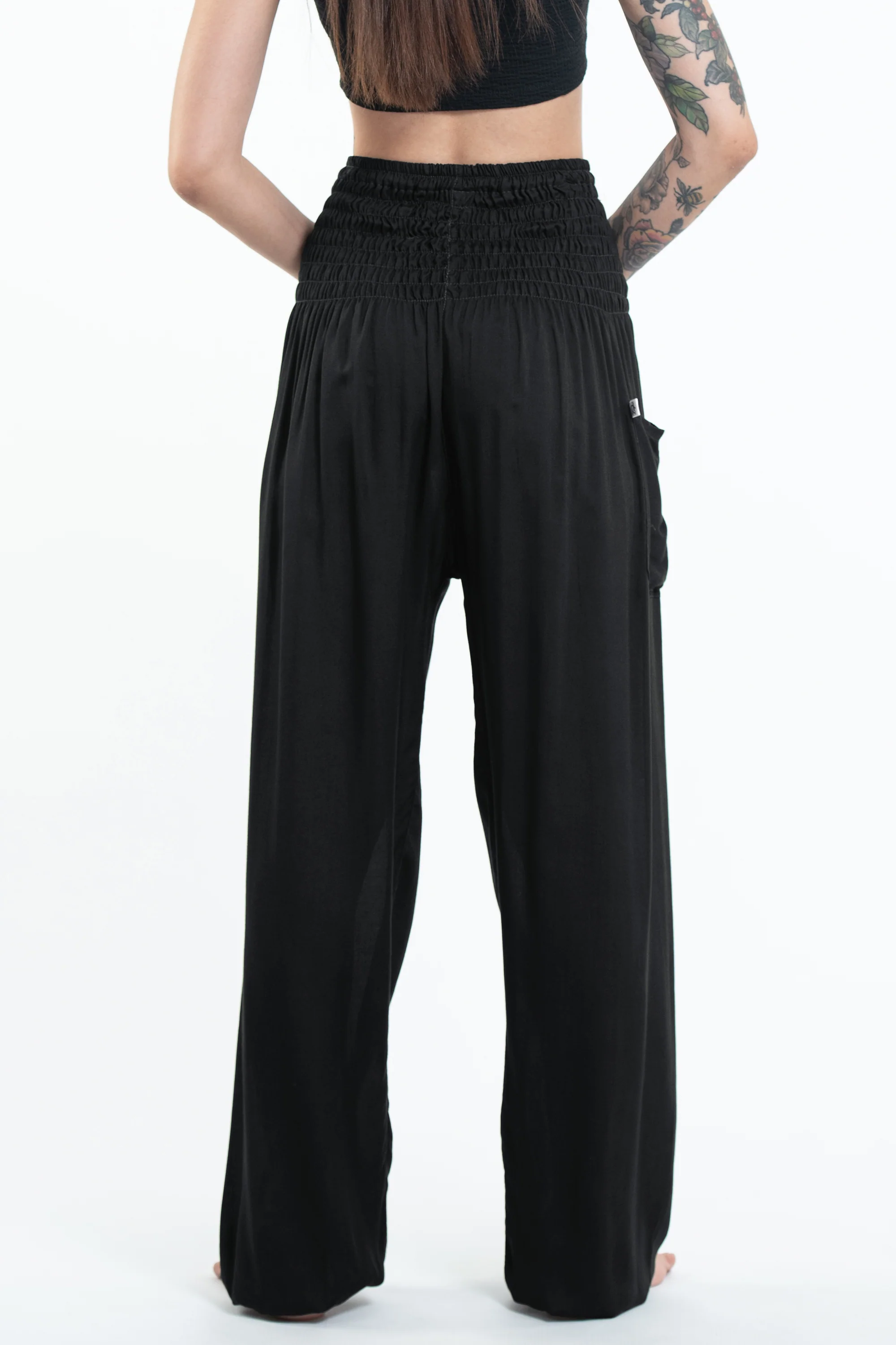 Solid Color Women's Tall Harem Pants in Black - Image 4