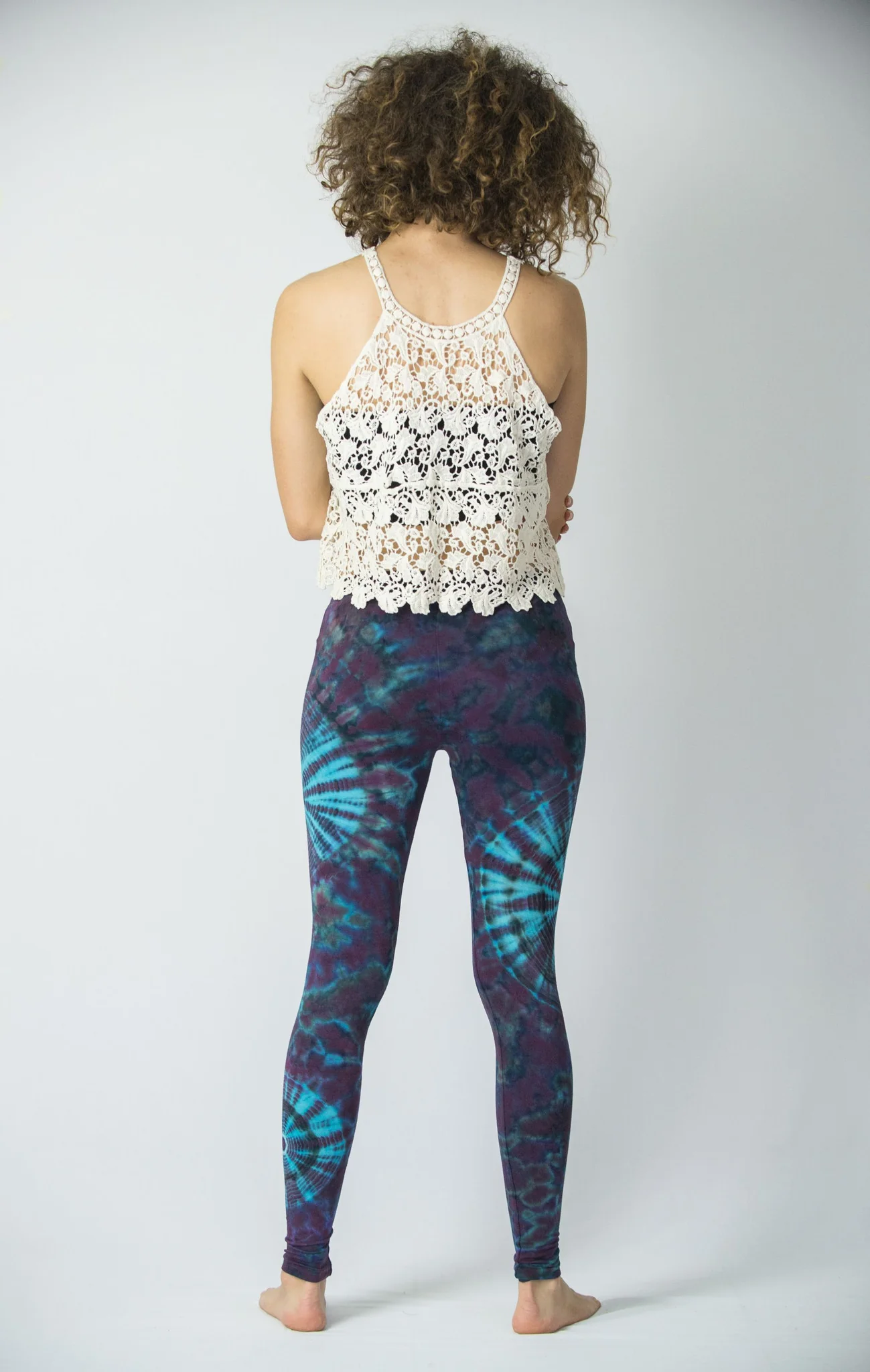 Swirls Tie Dye Cotton Leggings in Indigo - Image 3