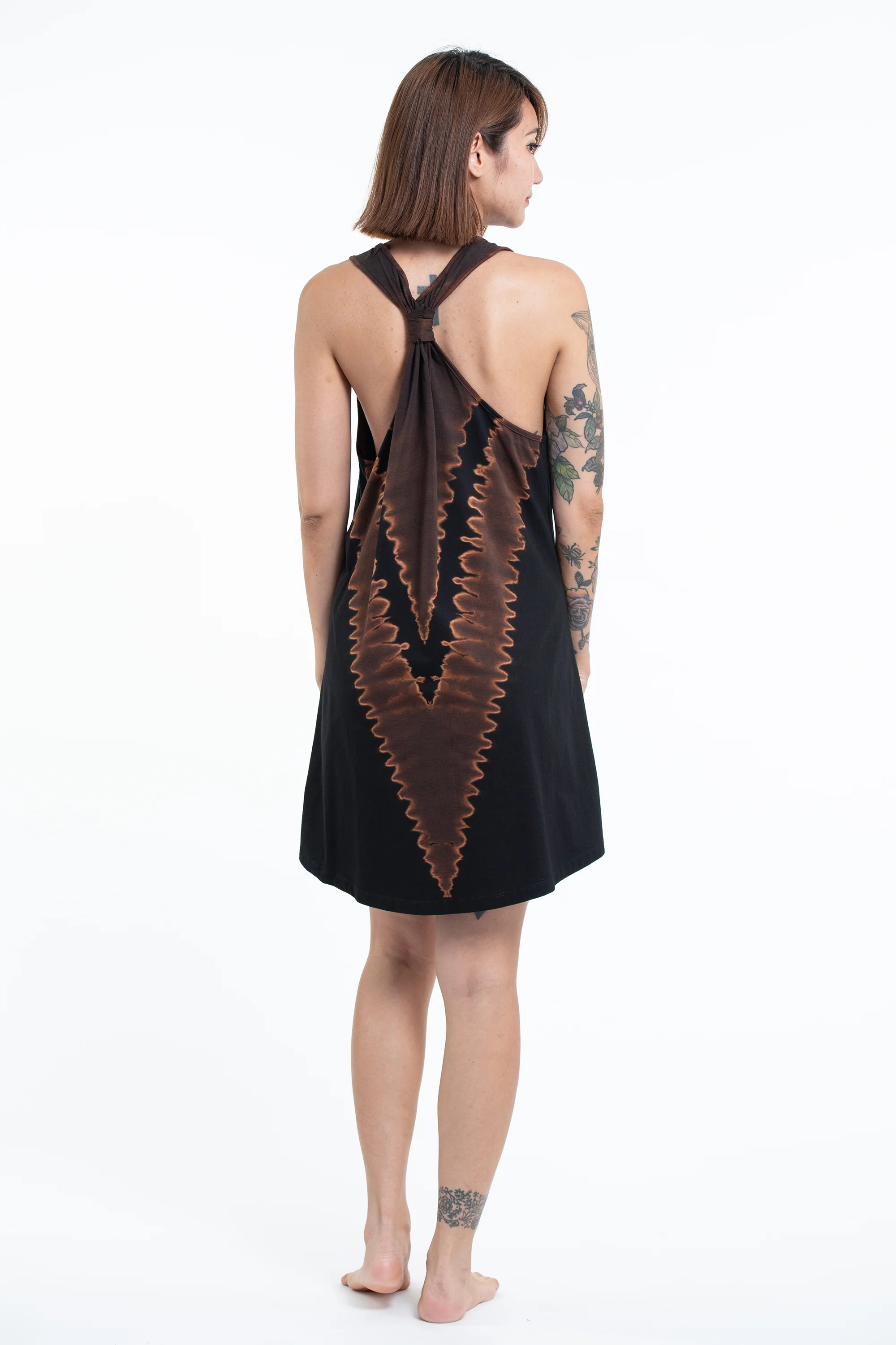 Tie Dye Cotton Tank Dress in Black 06 - Image 4